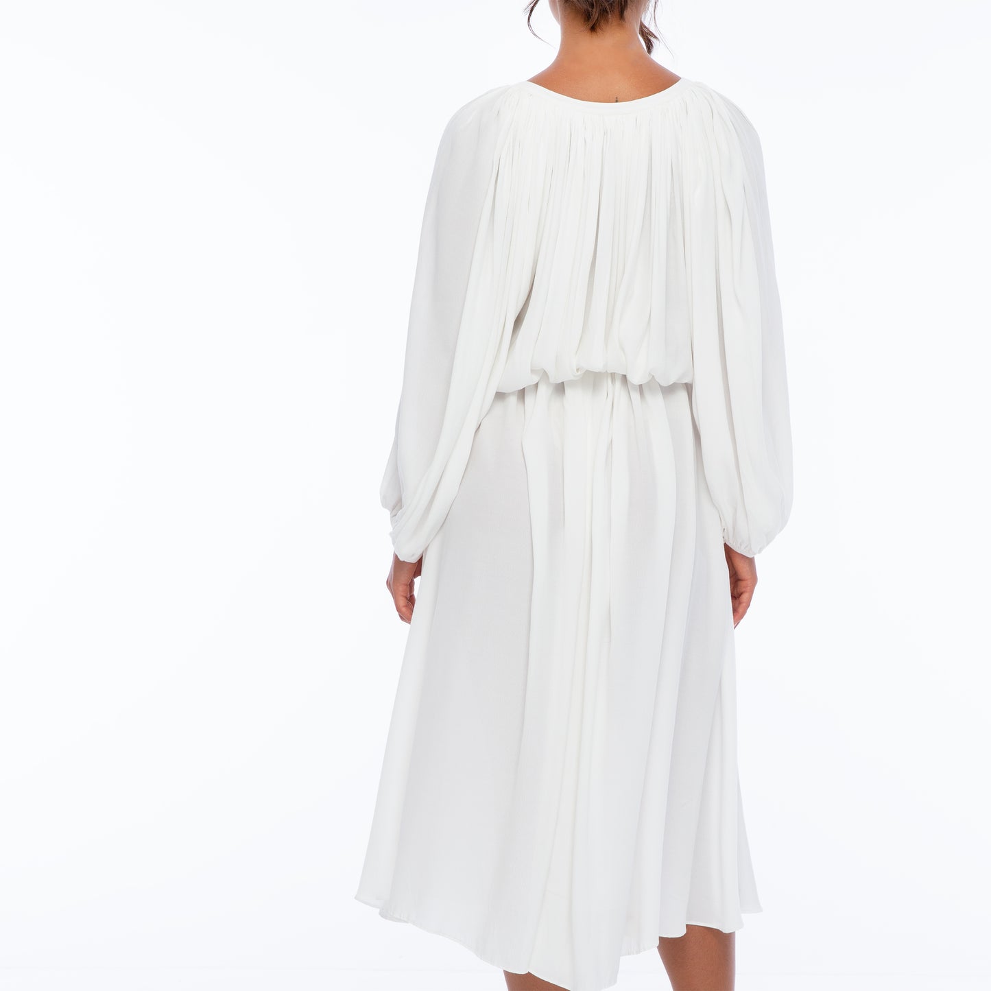 MARTHA LONG DRESS QS LONG SLEEVE | Rayon Fujette Crepe