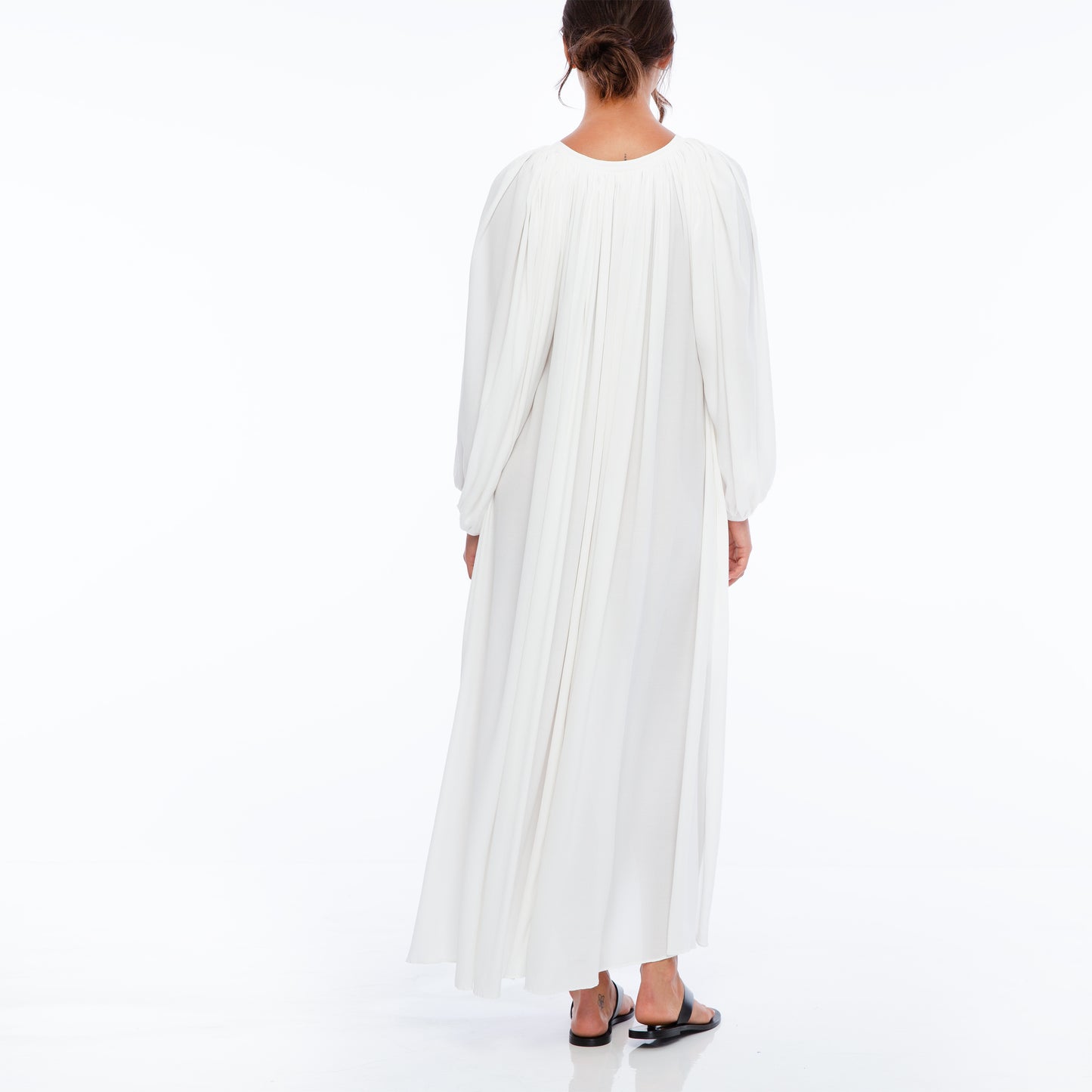 MARTHA LONG DRESS QS LONG SLEEVE | Rayon Fujette Crepe