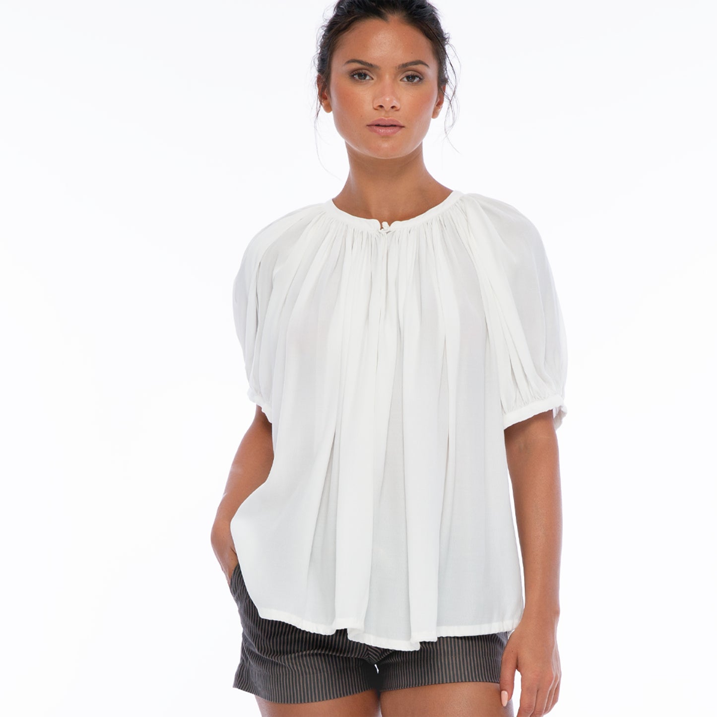 MARTHA BLOUSE QS | Rayon Fujette Crepe