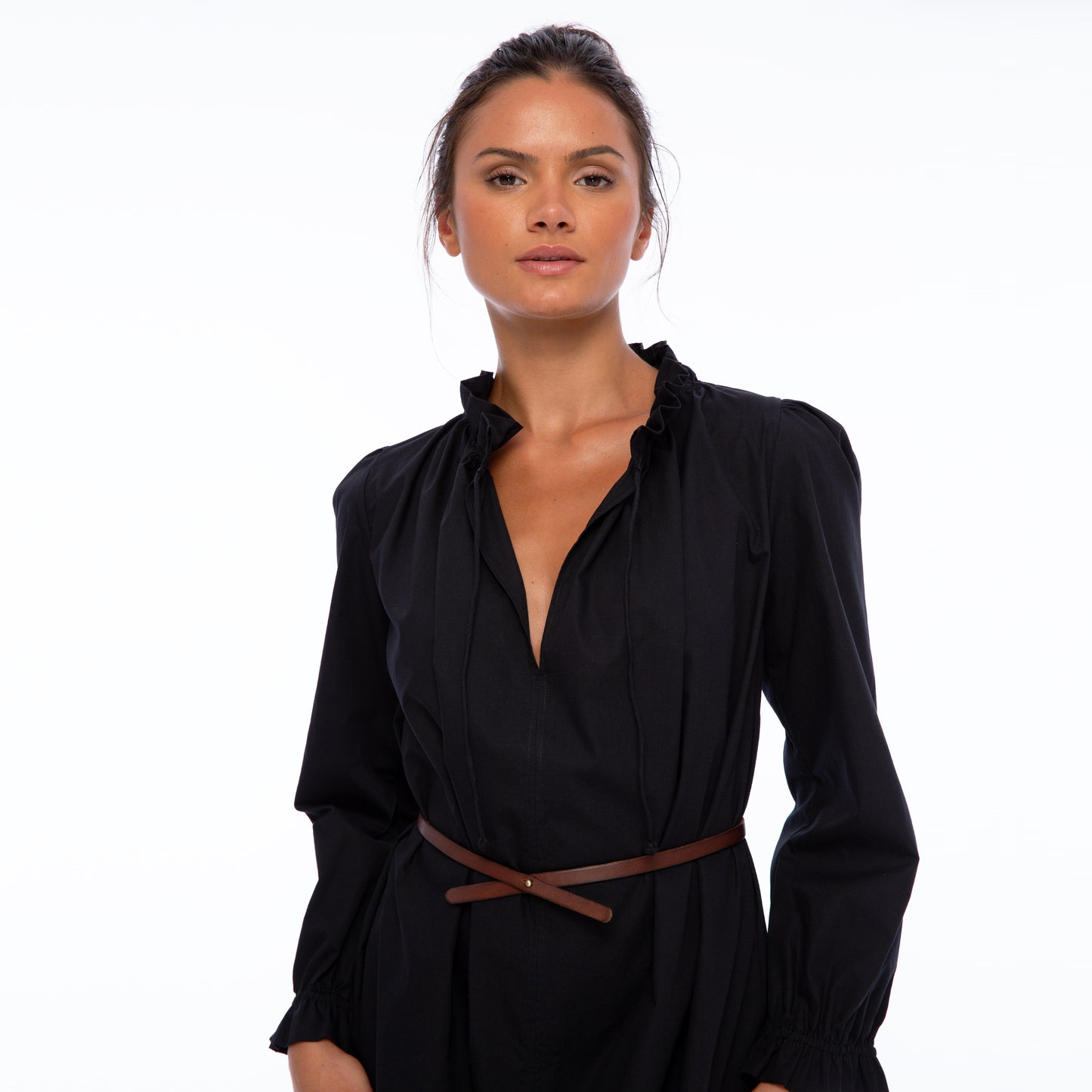 KATY LONG SLEEVE TUNIC LONG DRESS | Cotton Poplin