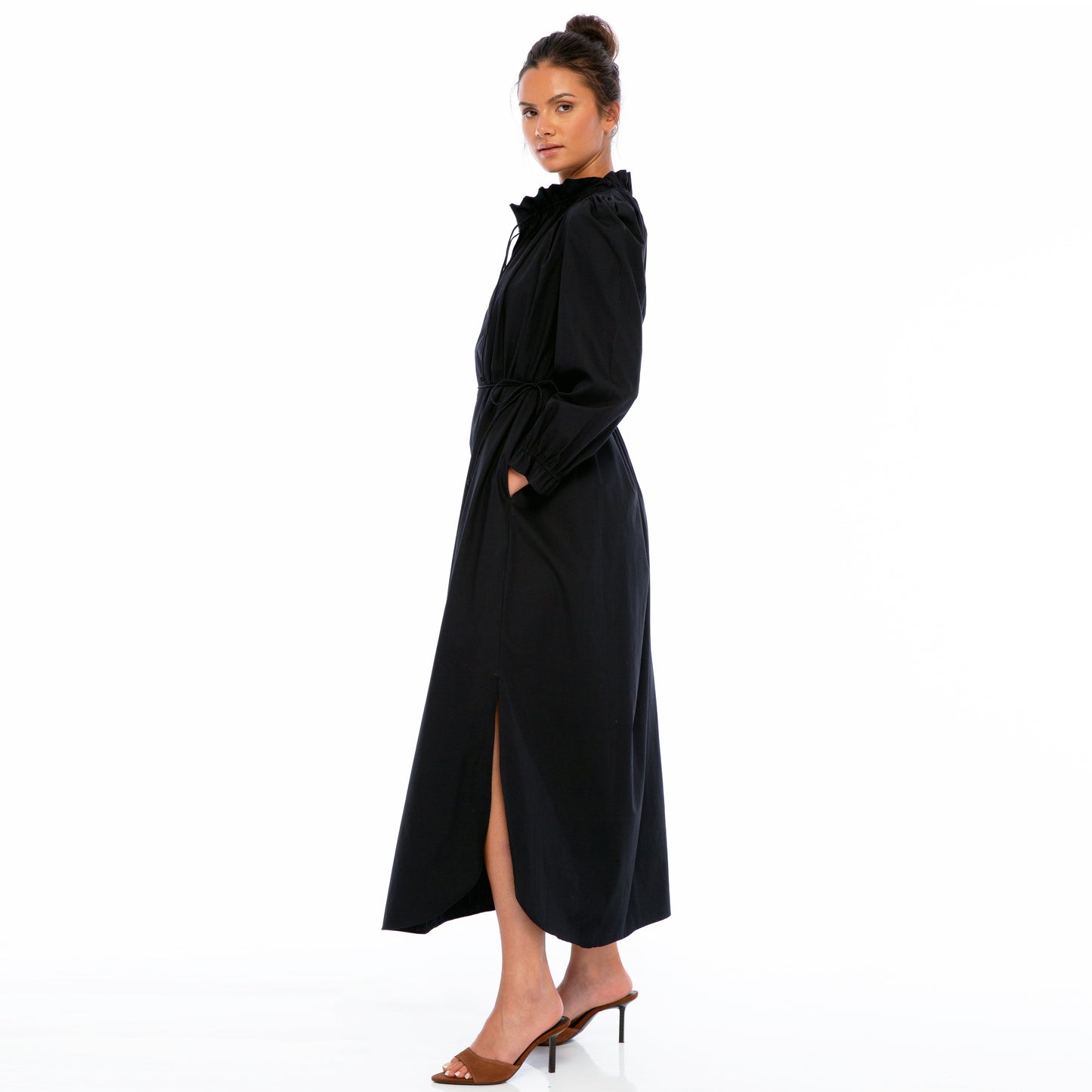 KATY LONG SLEEVE TUNIC LONG DRESS | Cotton Poplin