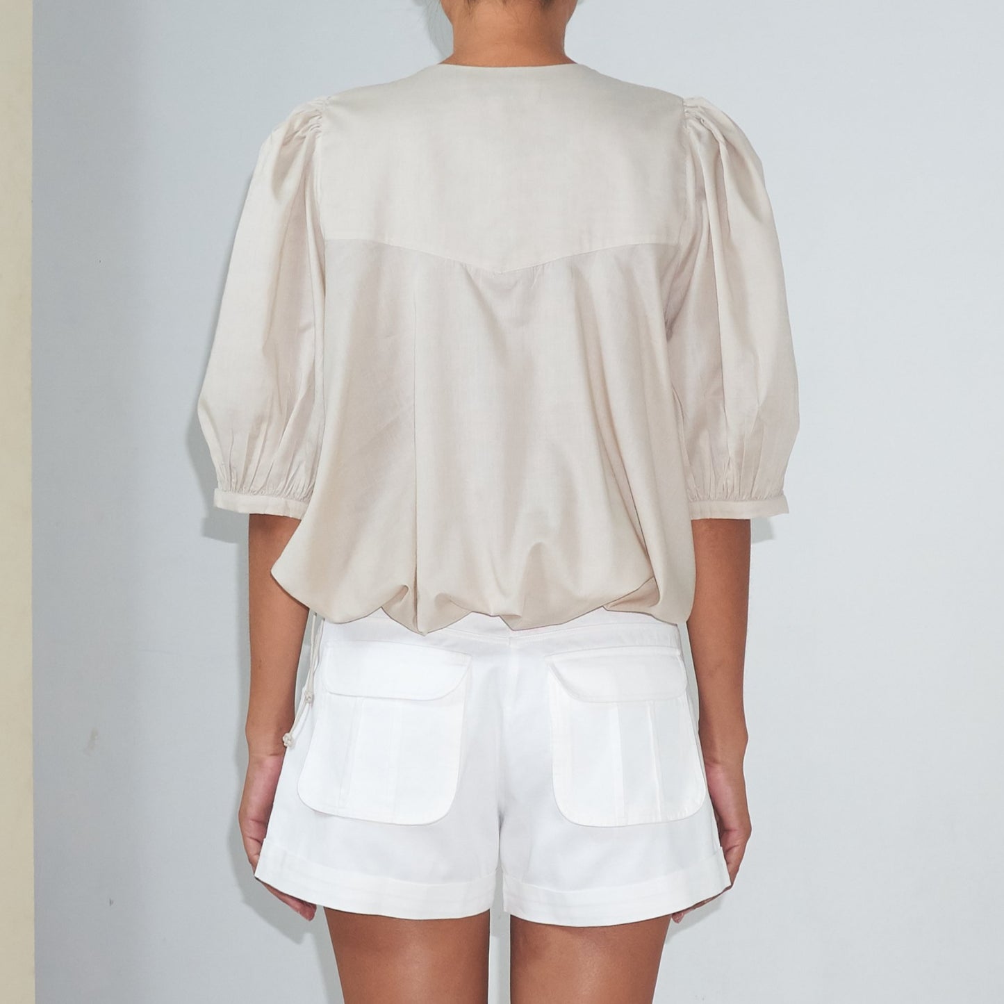 BD STRING TOP - Cotton - Light Grey Greige