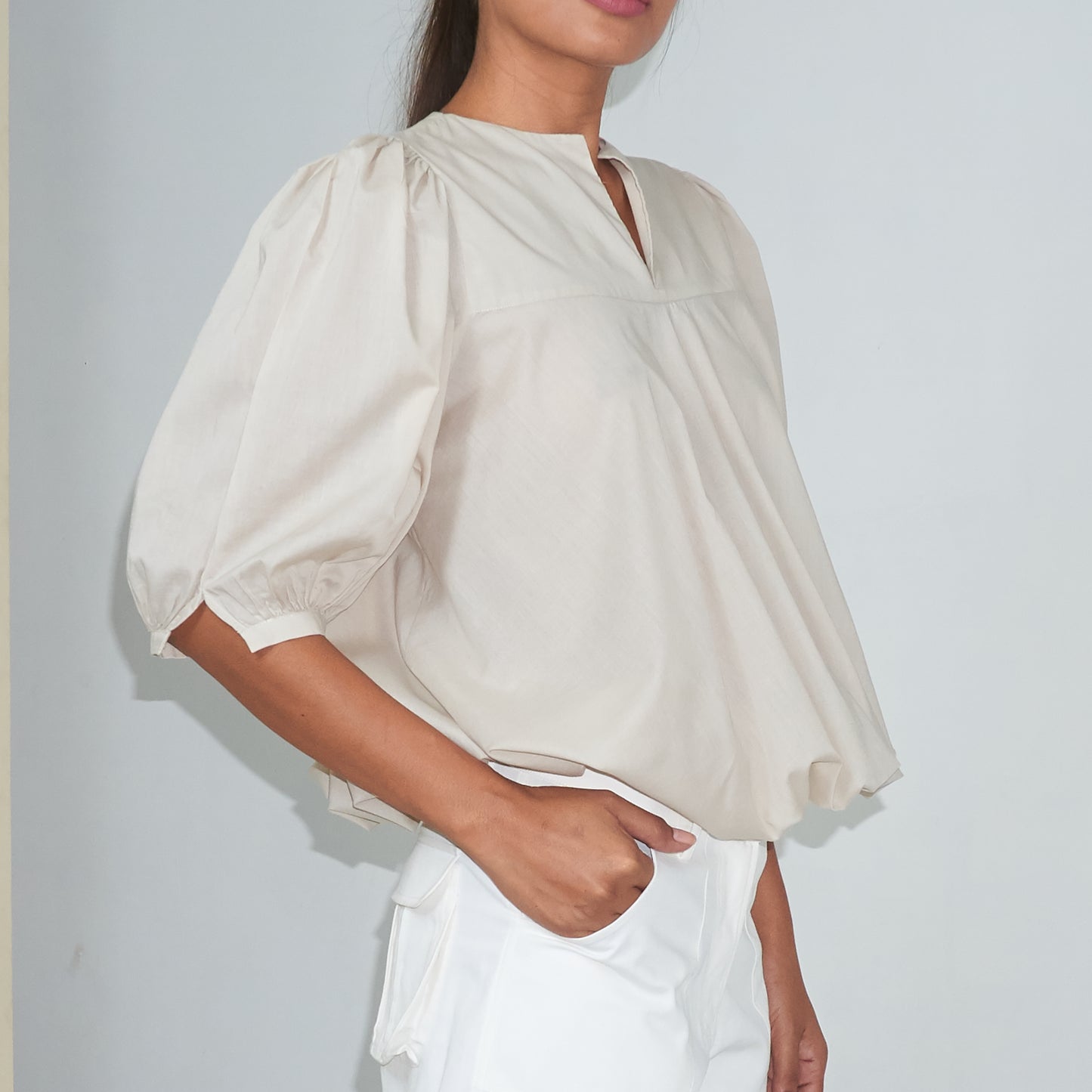 BD STRING TOP - Cotton - Light Grey Greige