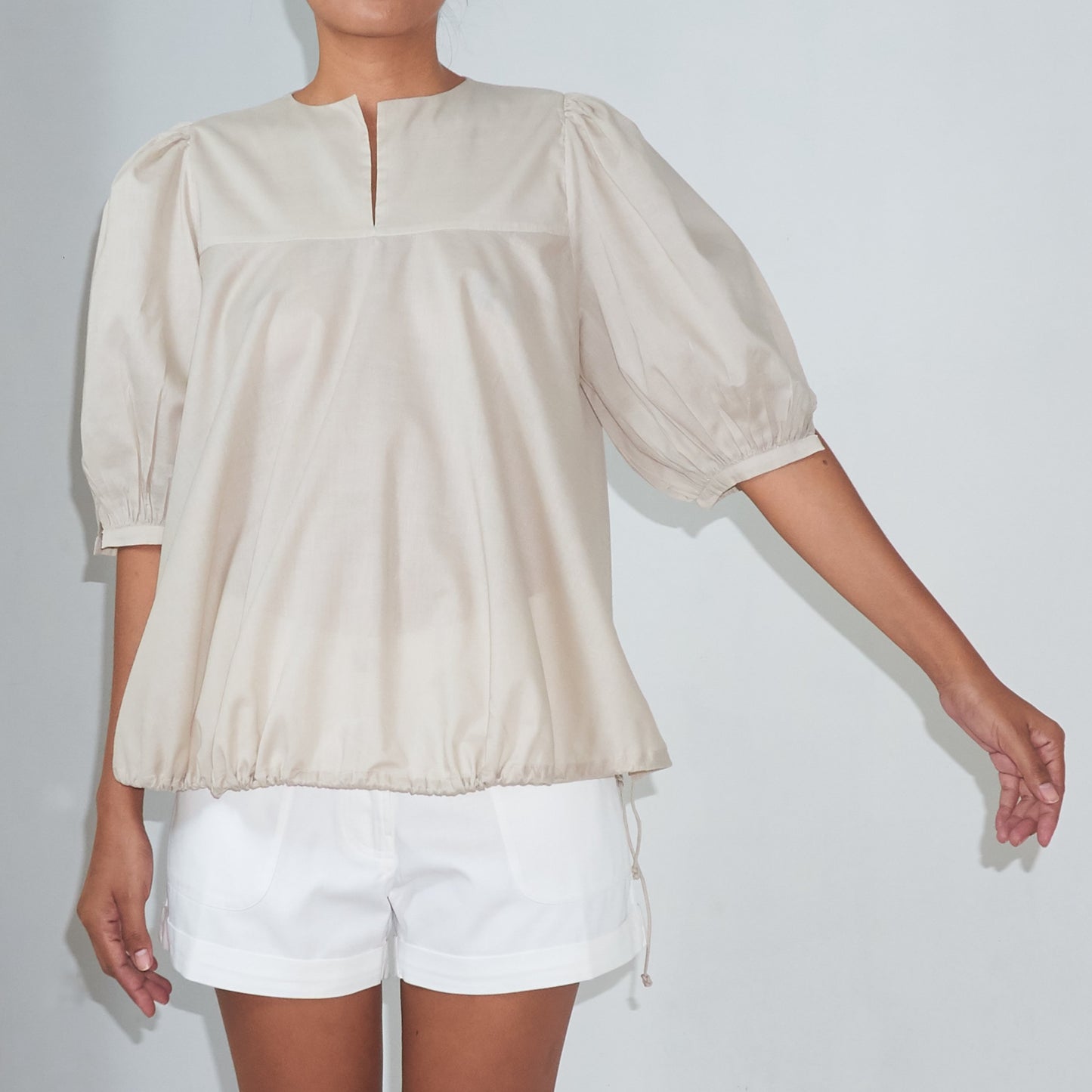 BD STRING TOP - Cotton - Light Grey Greige