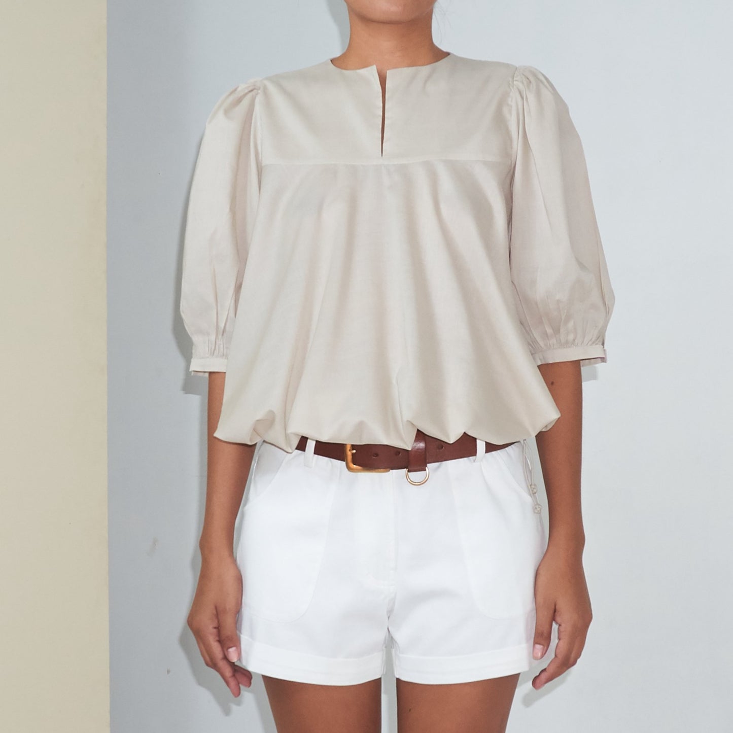 BD STRING TOP - Cotton - Light Grey Greige