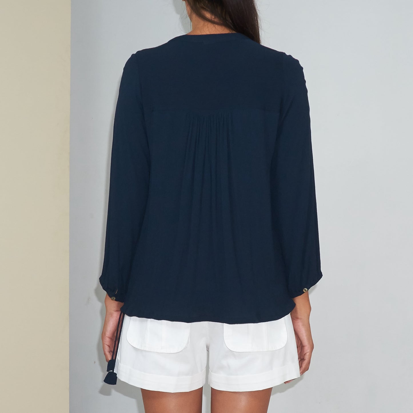 BKLN TOP - Crinkled Rayon | Midnight Blue