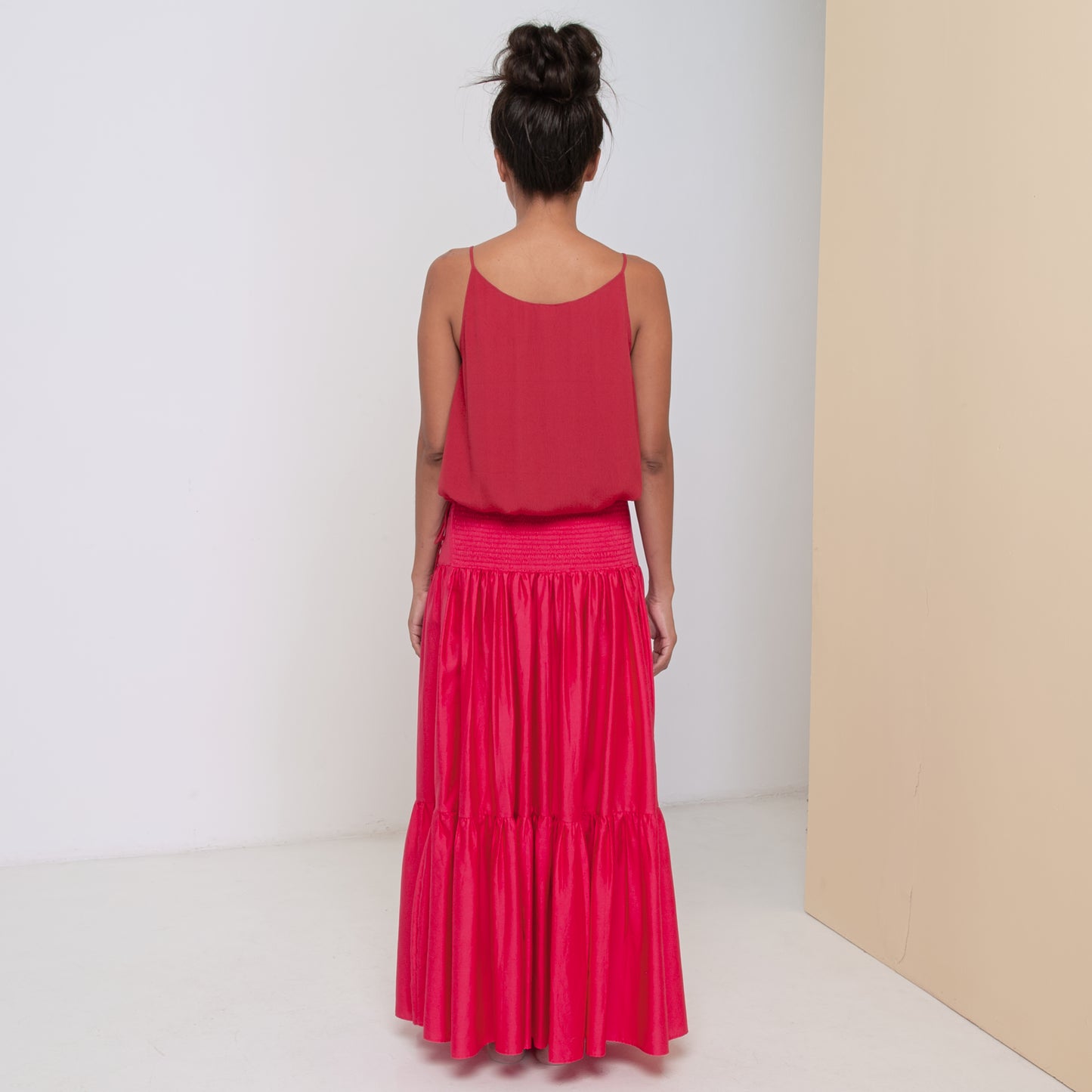 RINKI V STRING CAMISOLE - Rayon Fujette Crepe | Dark Raspberry