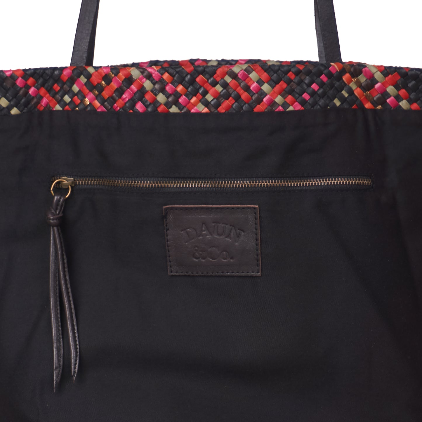 SIMPLY FIVE TOTE SMALL WOVEN MIX PLAID - Woven Leather | Mix Reds