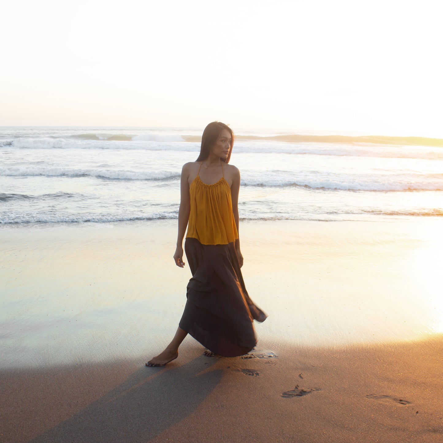 INFINITY SKIRT - Rayon Viscose Satin | Charcoal