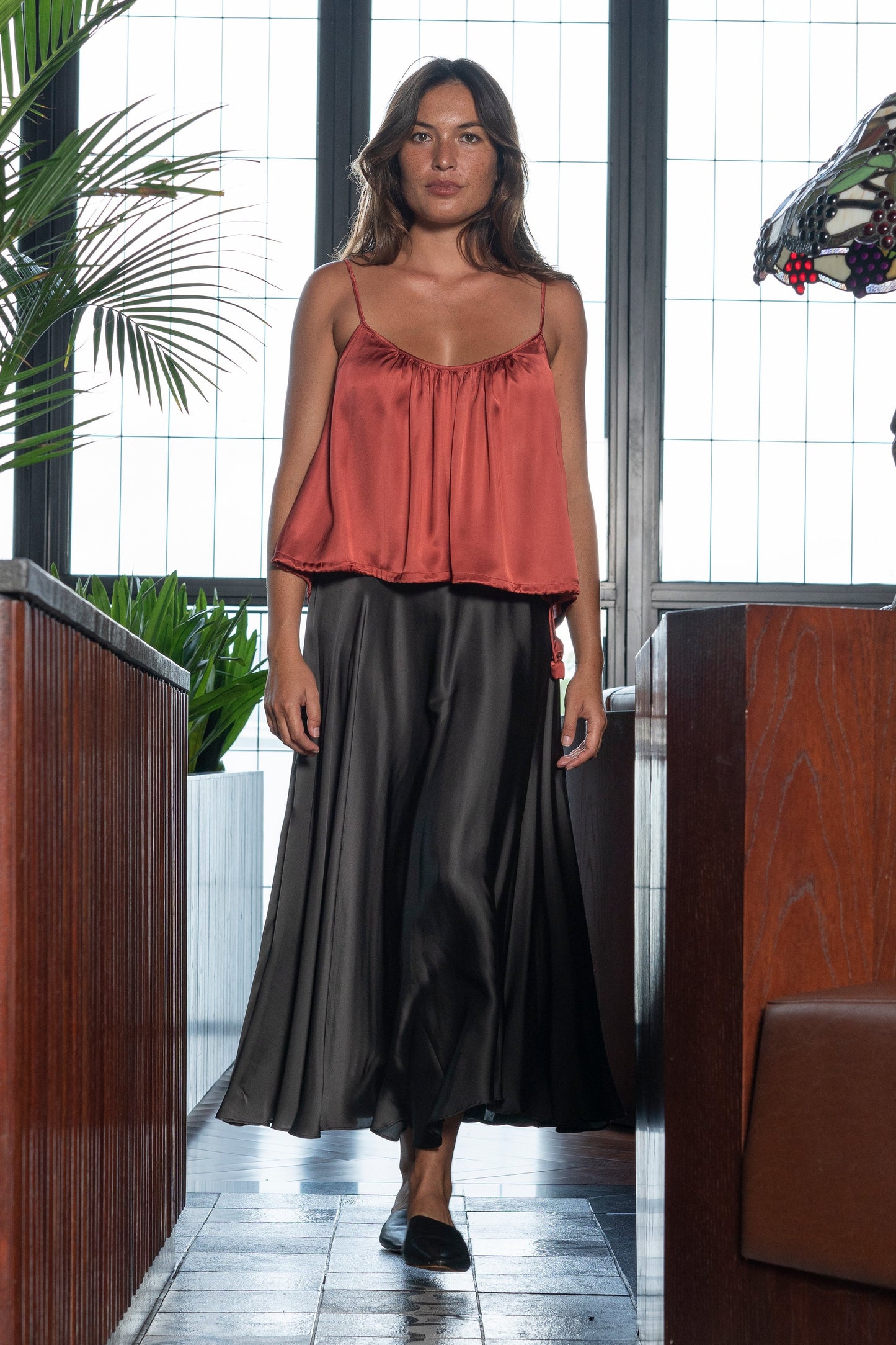 INFINITY SKIRT - Rayon Viscose Satin | Charcoal
