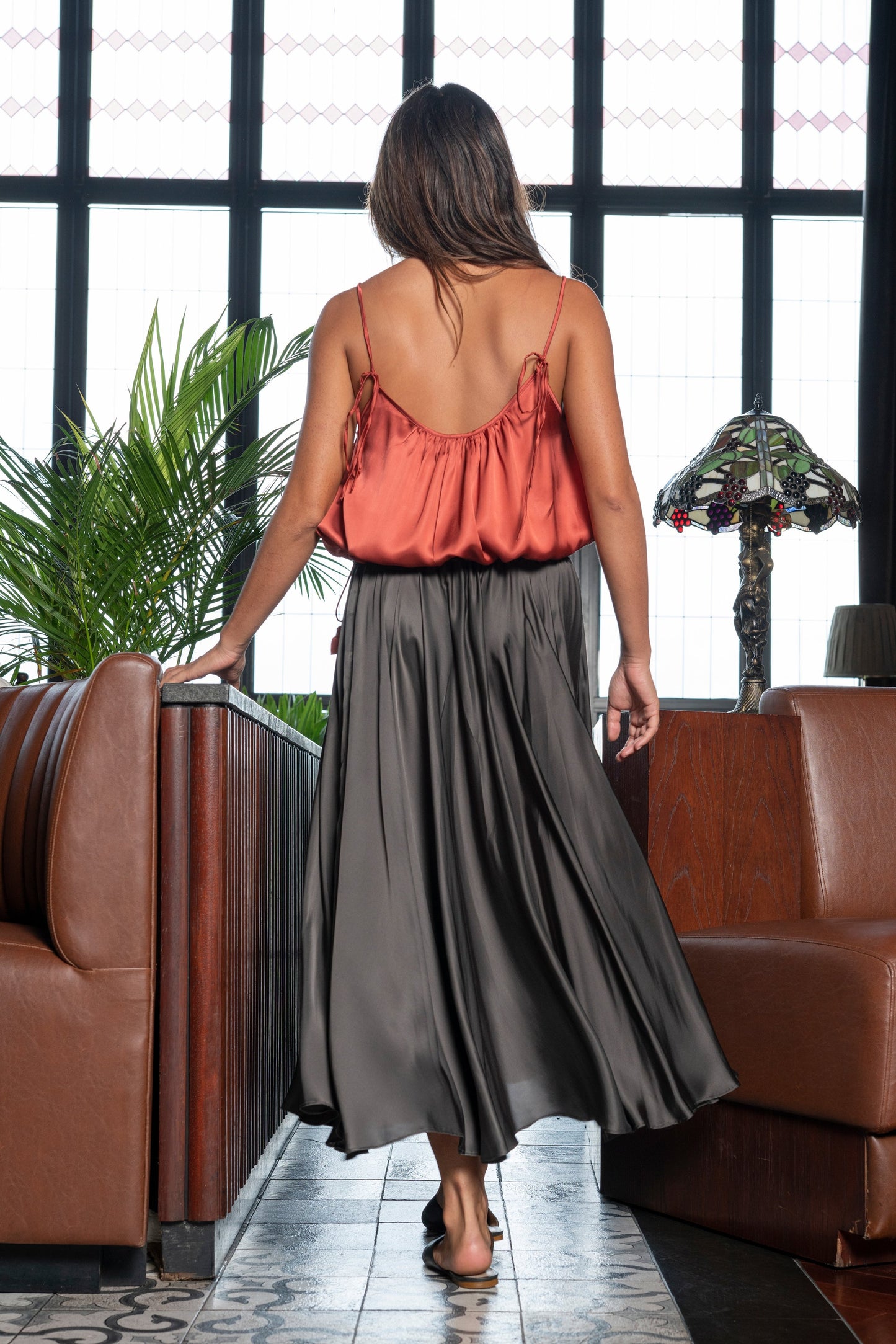 INFINITY SKIRT - Rayon Viscose Satin | Charcoal