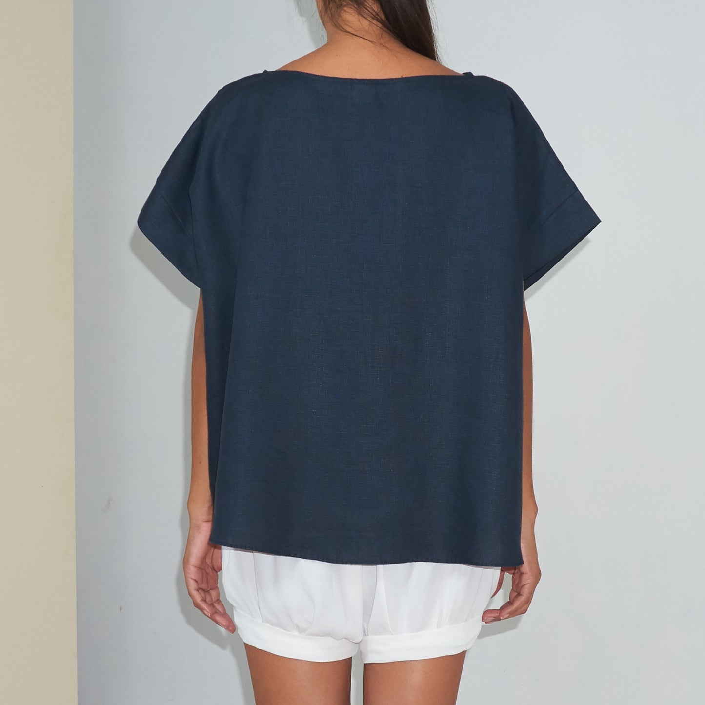 KALI TOP - Linen | Midnight Blue