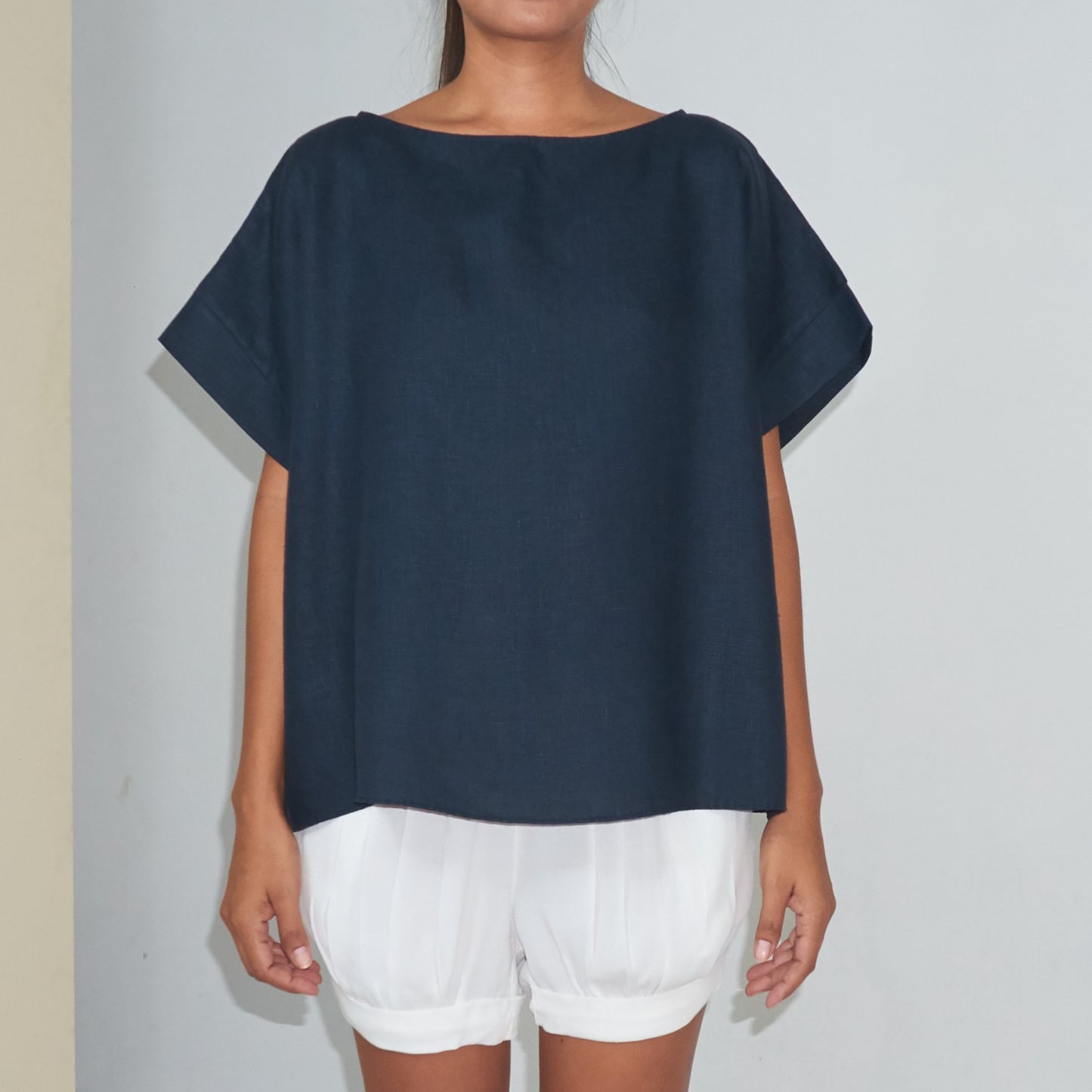 KALI TOP - Linen | Midnight Blue