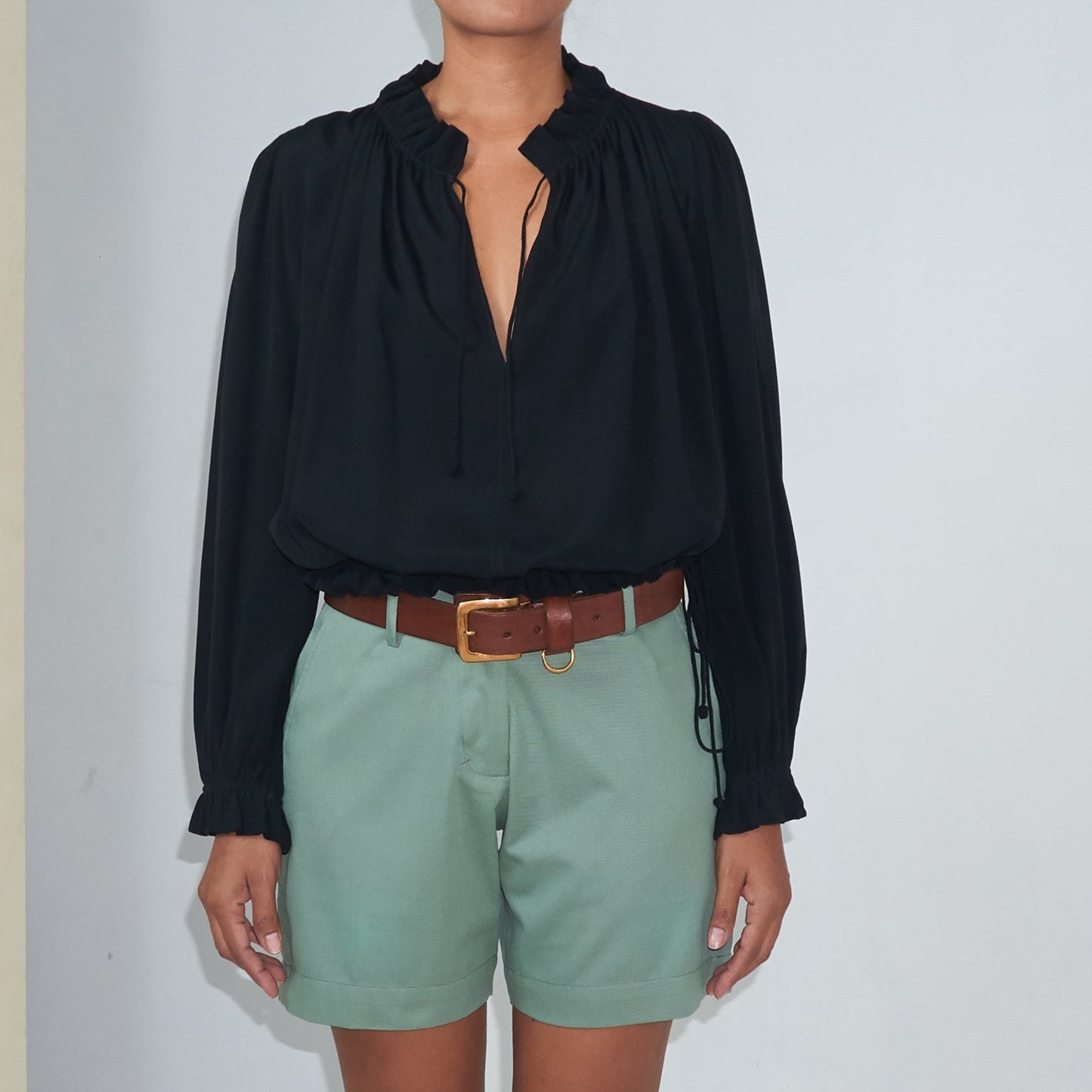 KATY BLOUSE - Rayon Fujette Crepe | Black