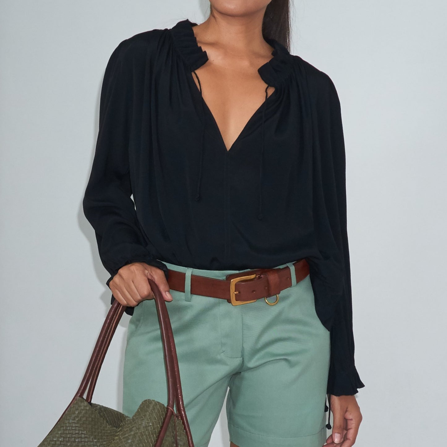 KATY BLOUSE - Rayon Fujette Crepe | Black