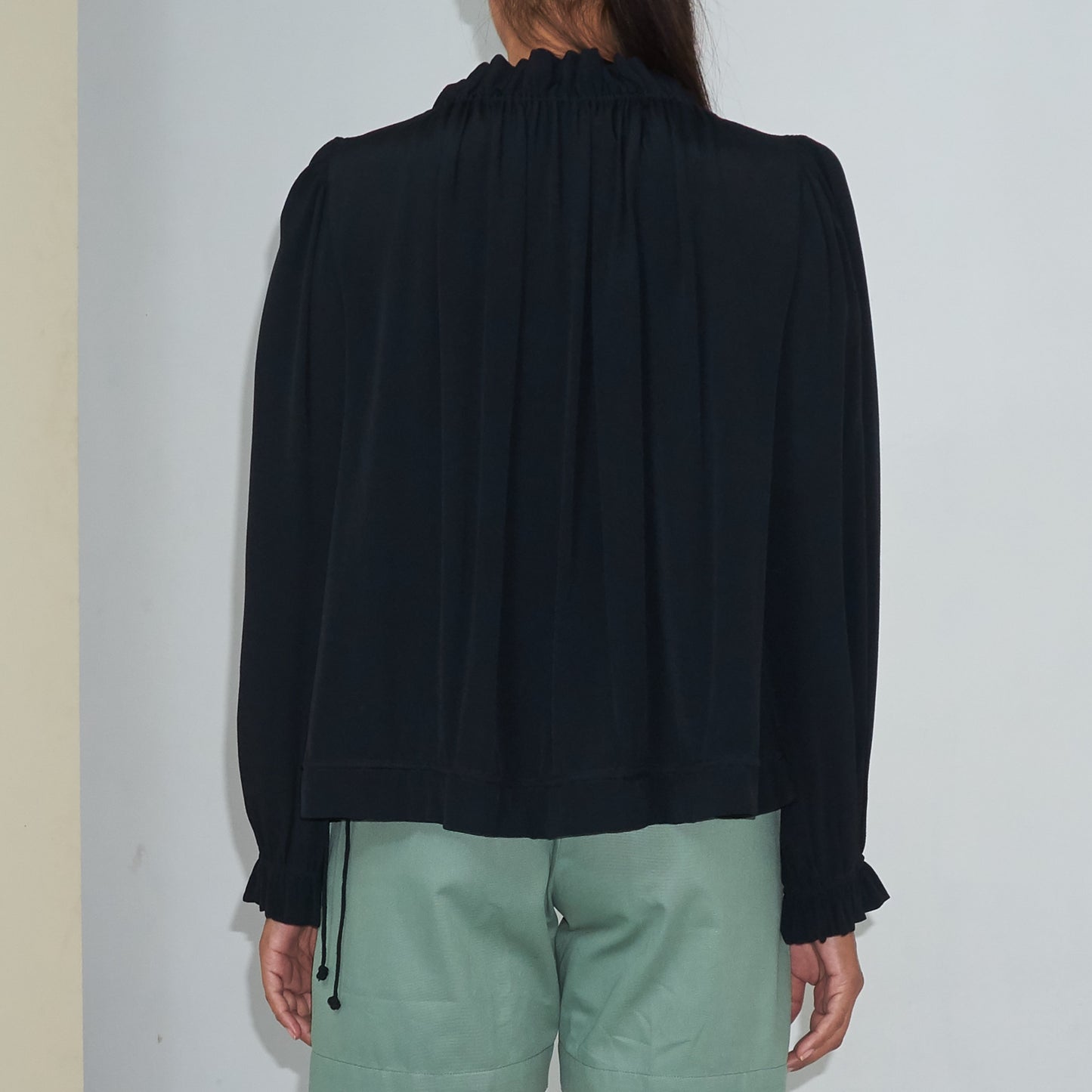 KATY BLOUSE - Rayon Fujette Crepe | Black