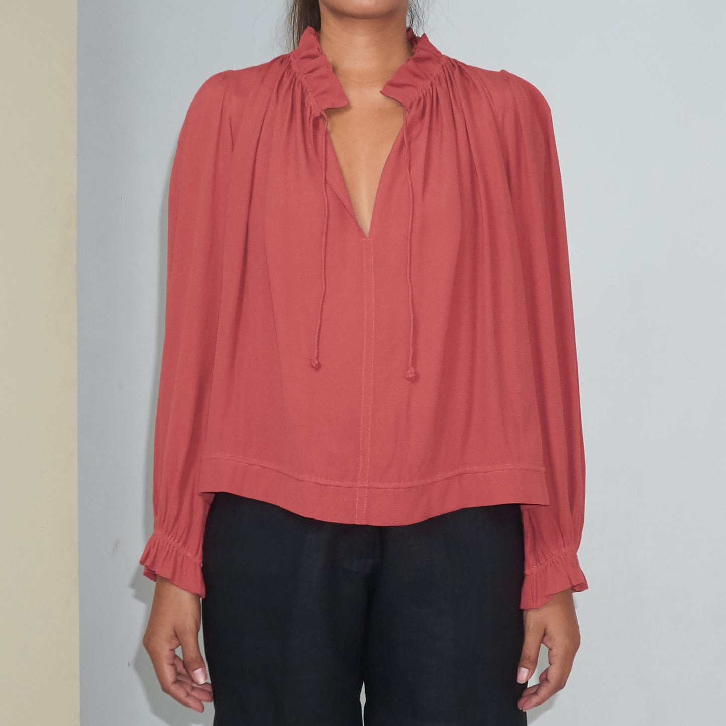 KATY BLOUSE - Rayon Fujette Crepe | Dusty Rose