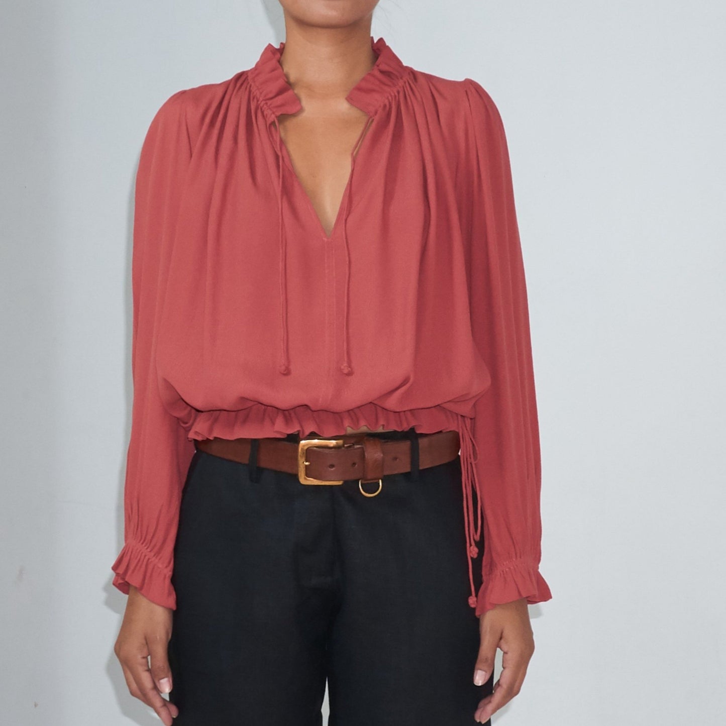 KATY BLOUSE - Rayon Fujette Crepe | Dusty Rose