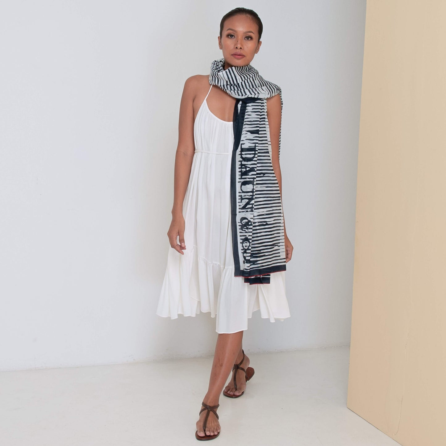 MINI RUFFLED BACKLESS DRESS - Rayon Fujette Crepe | Off White