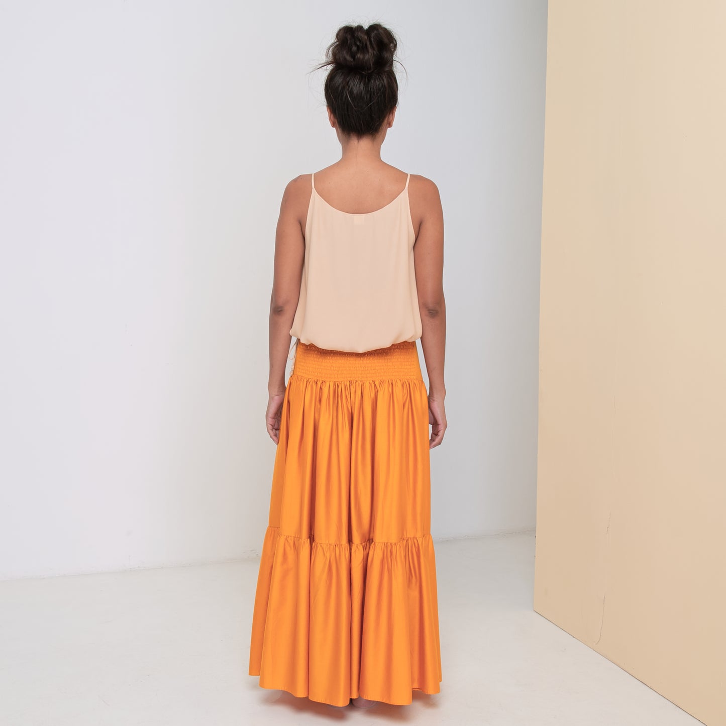 LONG VOLANTS SKIRT - Cotton Sateen | Sunflower Yellow