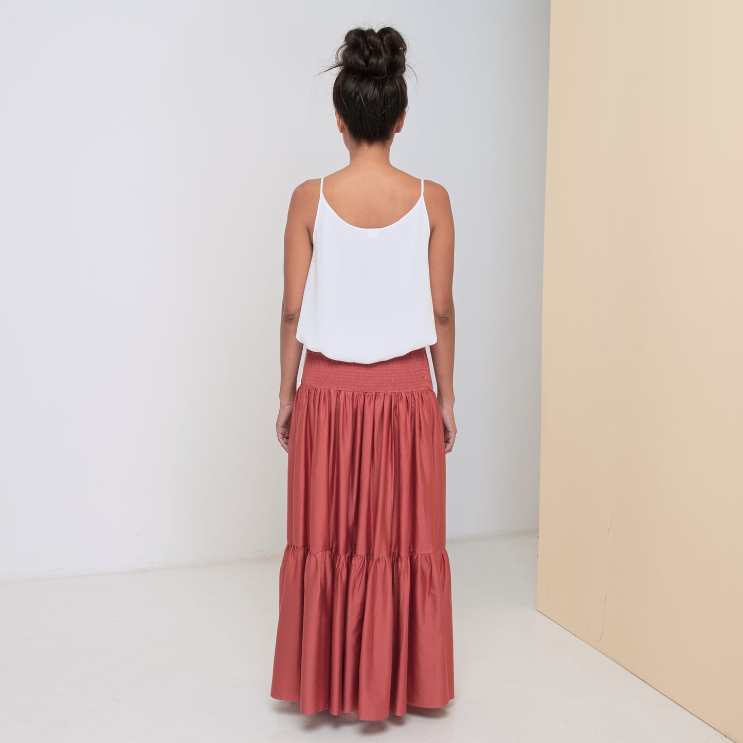 LONG VOLANTS SKIRT - Cotton Sateen | Dusty Rose