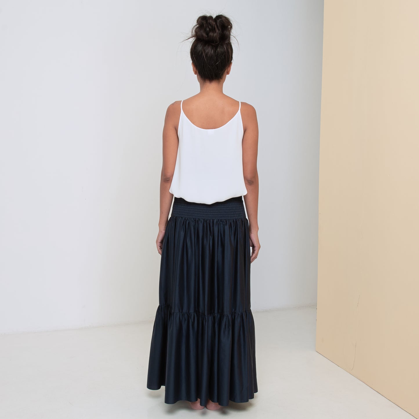 LONG VOLANTS SKIRT - Cotton Sateen | Midnight Blue