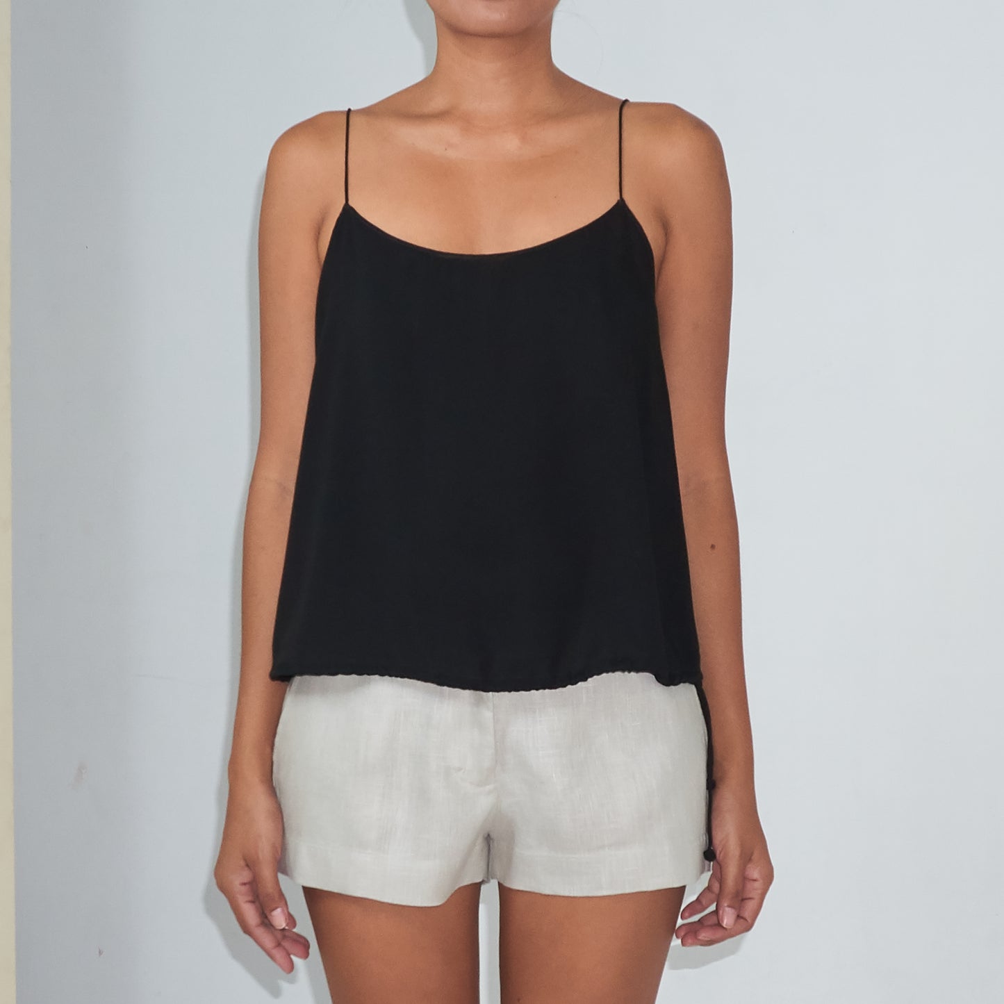 RINKI STRING CAMISOLE - Rayon Voile | Black