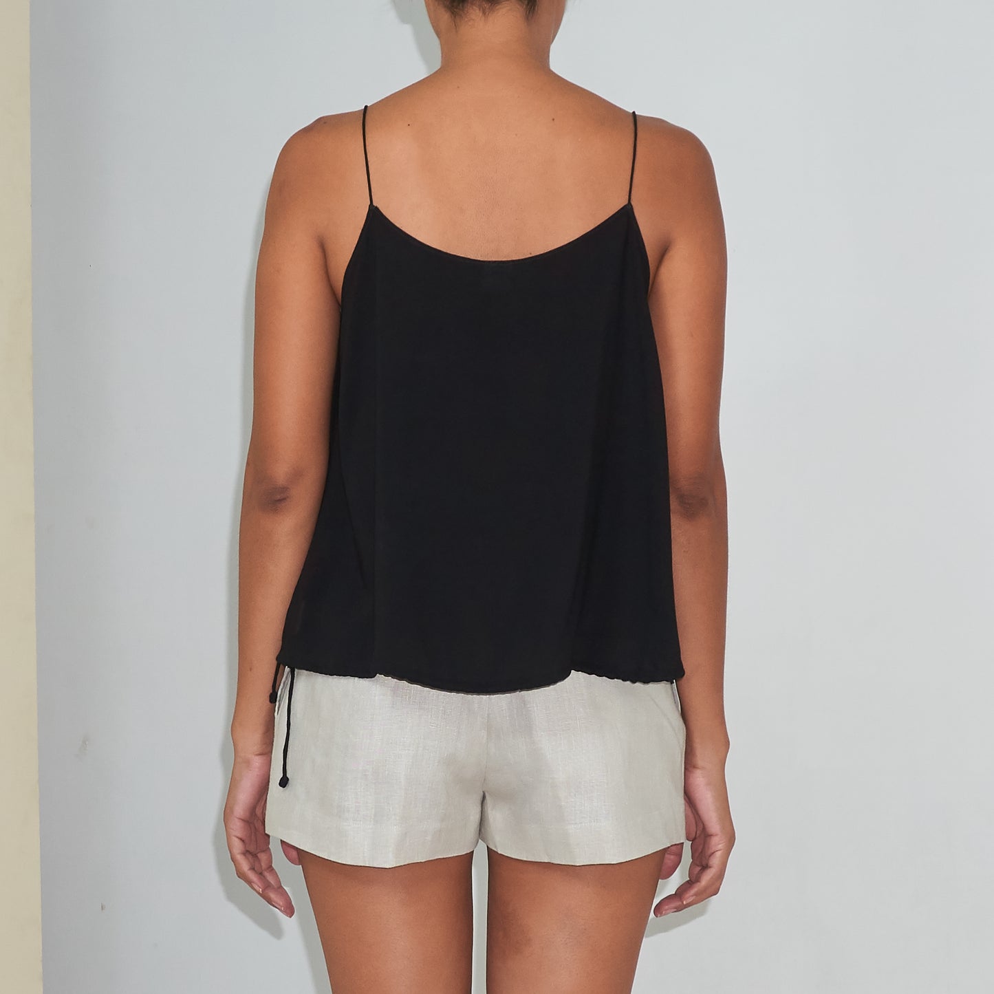 RINKI STRING CAMISOLE - Rayon Voile | Black