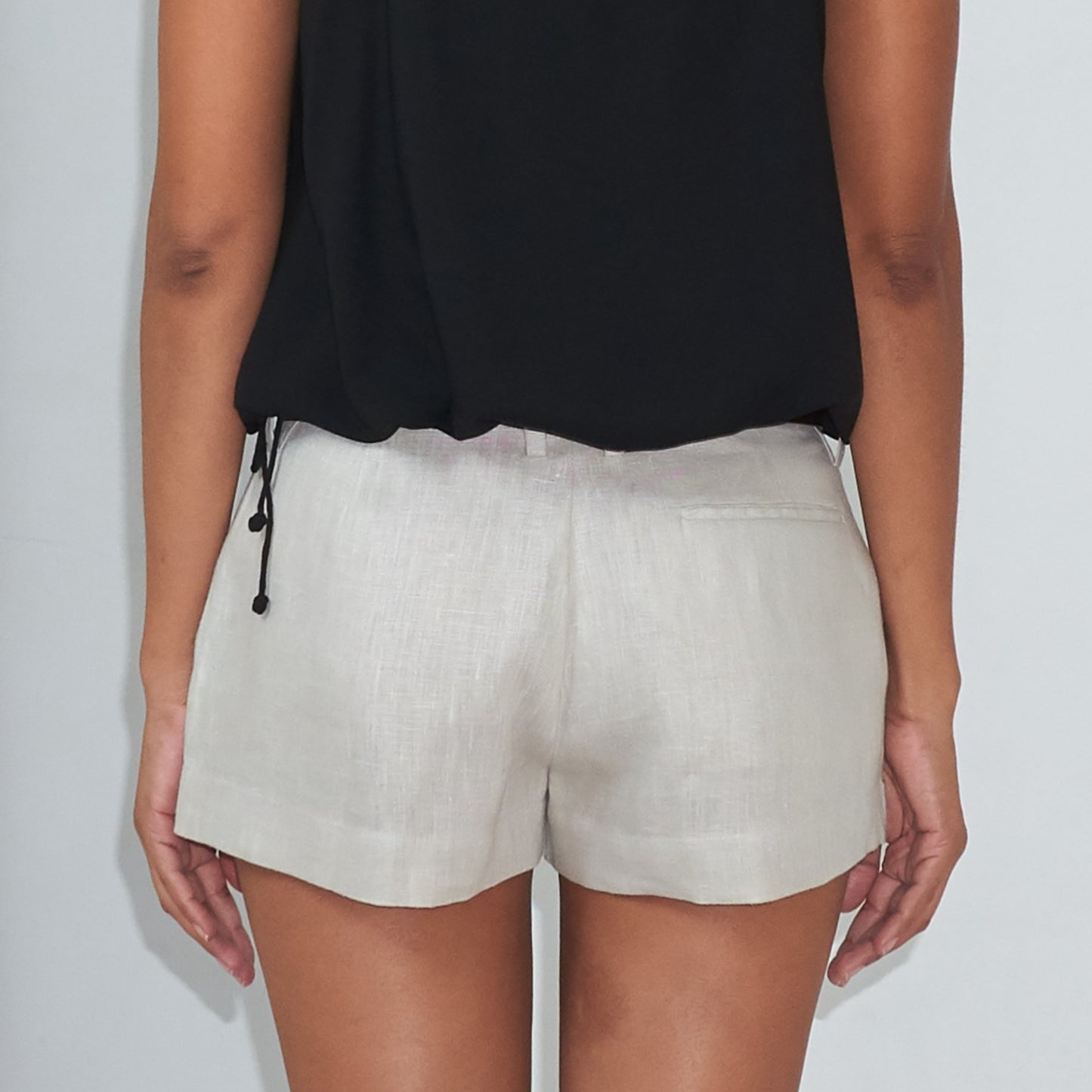 DAUN & Co. MINI BERMUDA - Linen - light grey greige