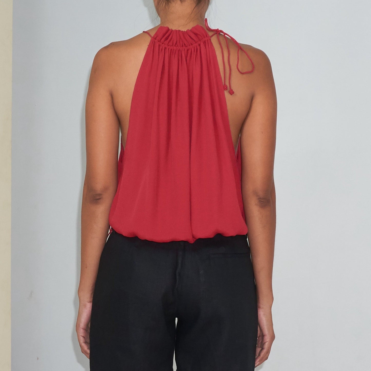 STREAM HALTER TOP - Rayon Fujette Crepe | Dark Raspberry