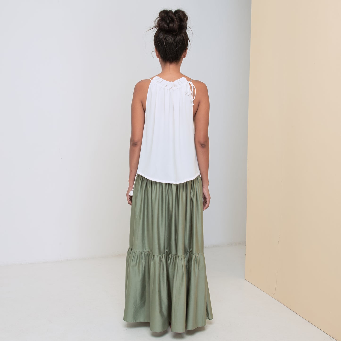 STREAM HALTER TOP - Rayon Fujette Crepe | Off White