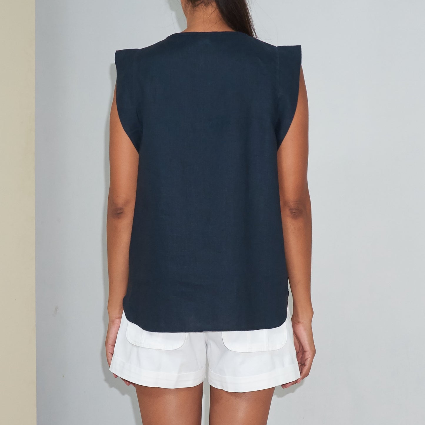 TEE VS TOP - Linen | Midnight Blue