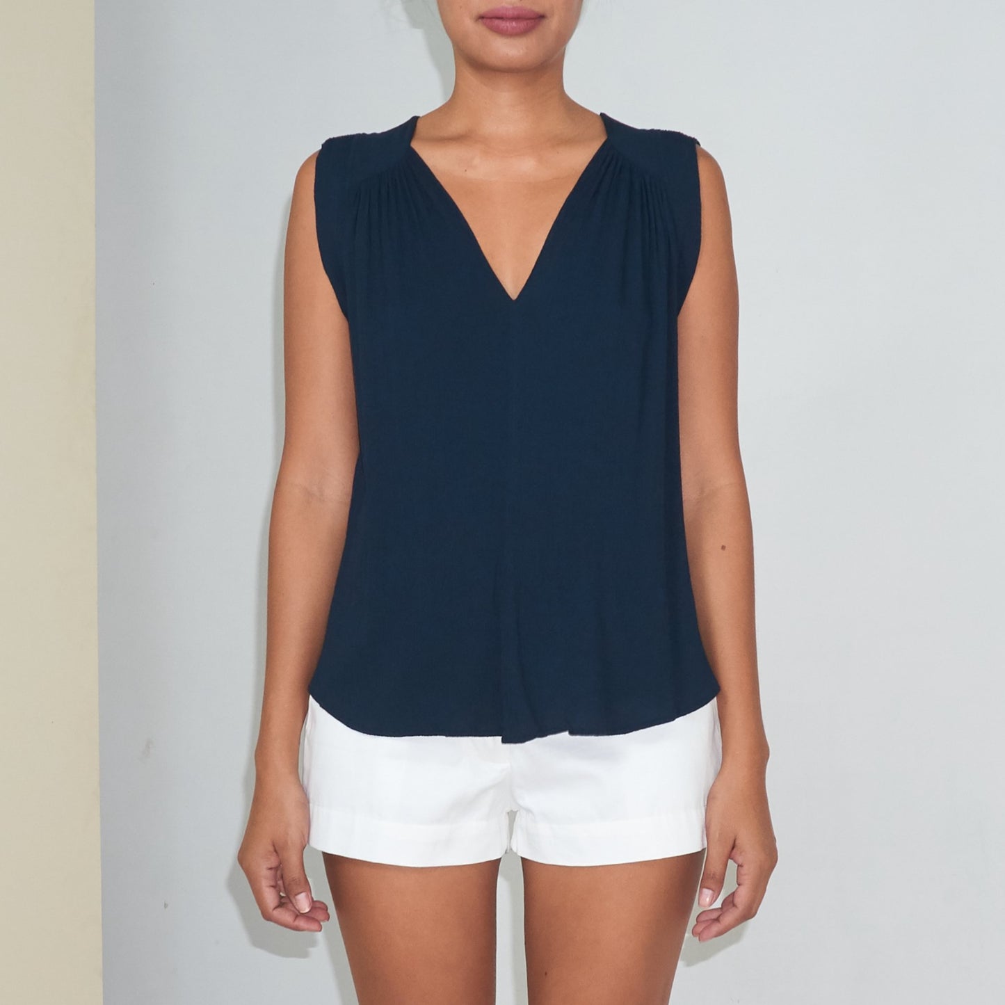 TRANSIT SLEEVELESS TOP - Crinkled Rayon | Midnight Blue
