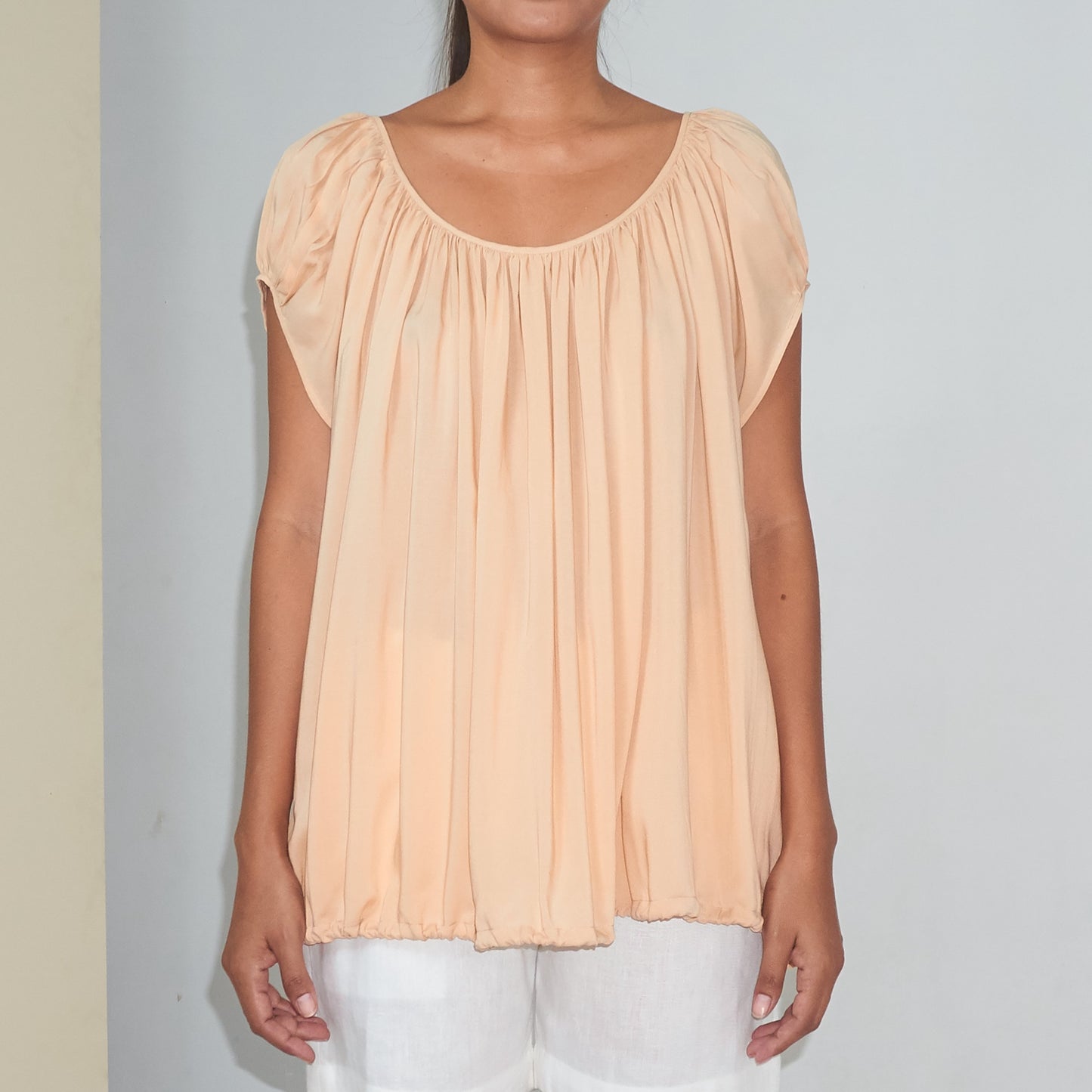 U-FLOW TOP - Rayon Voile | Beige