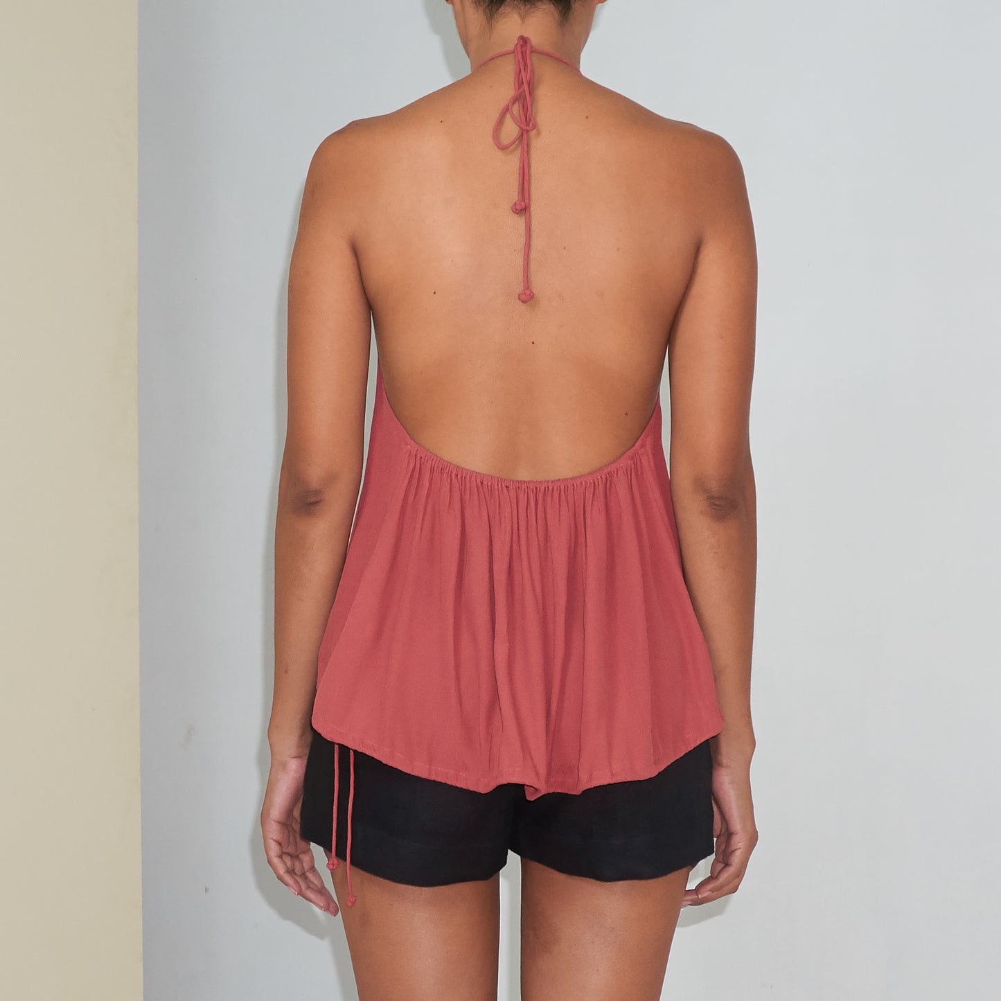 RUSH HALTER TOP - Rayon Fujette Crepe | Dusty Rose