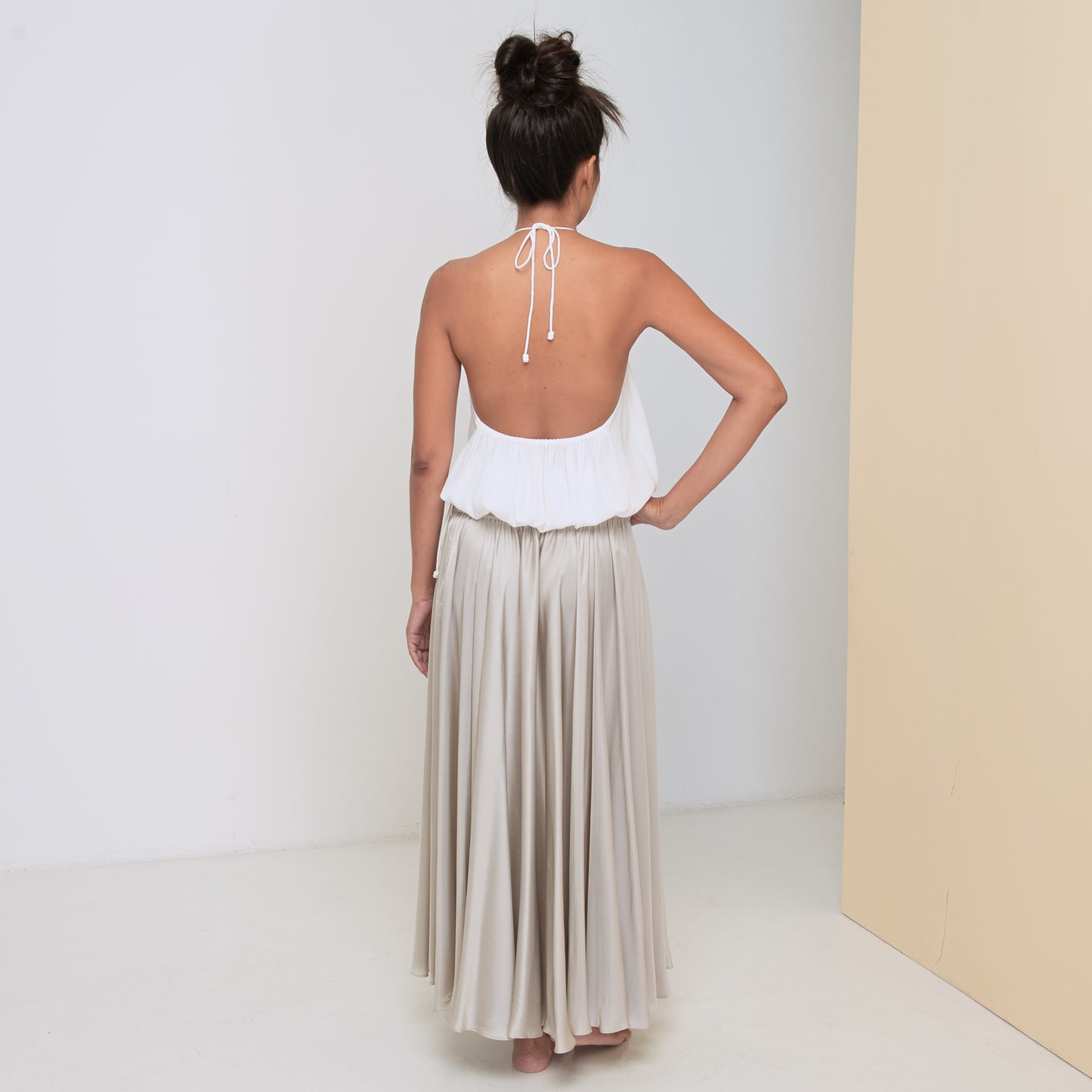 INFINITY SKIRT - Rayon Viscose Satin | Light Grey Greige