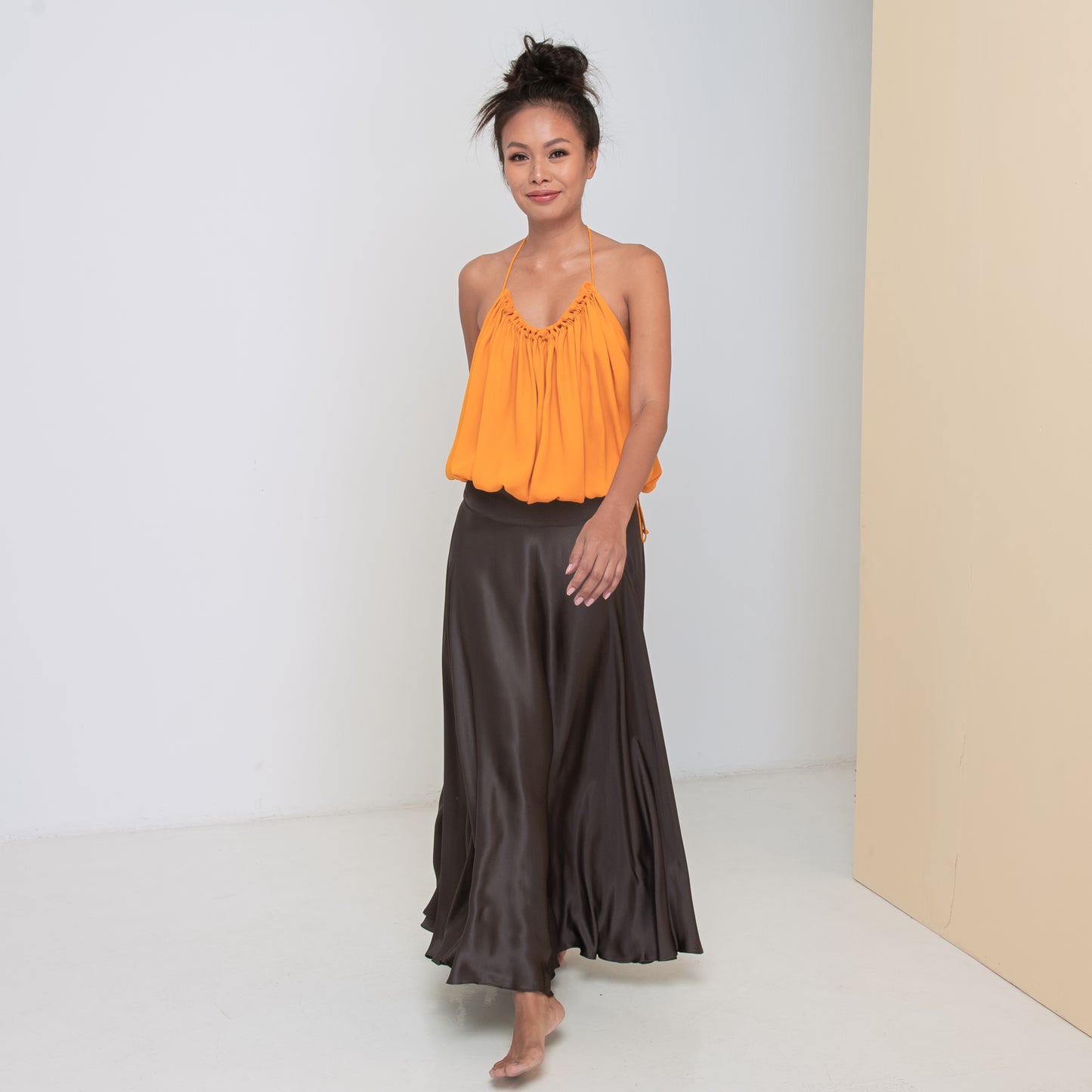 INFINITY SKIRT - Rayon Viscose Satin | Charcoal