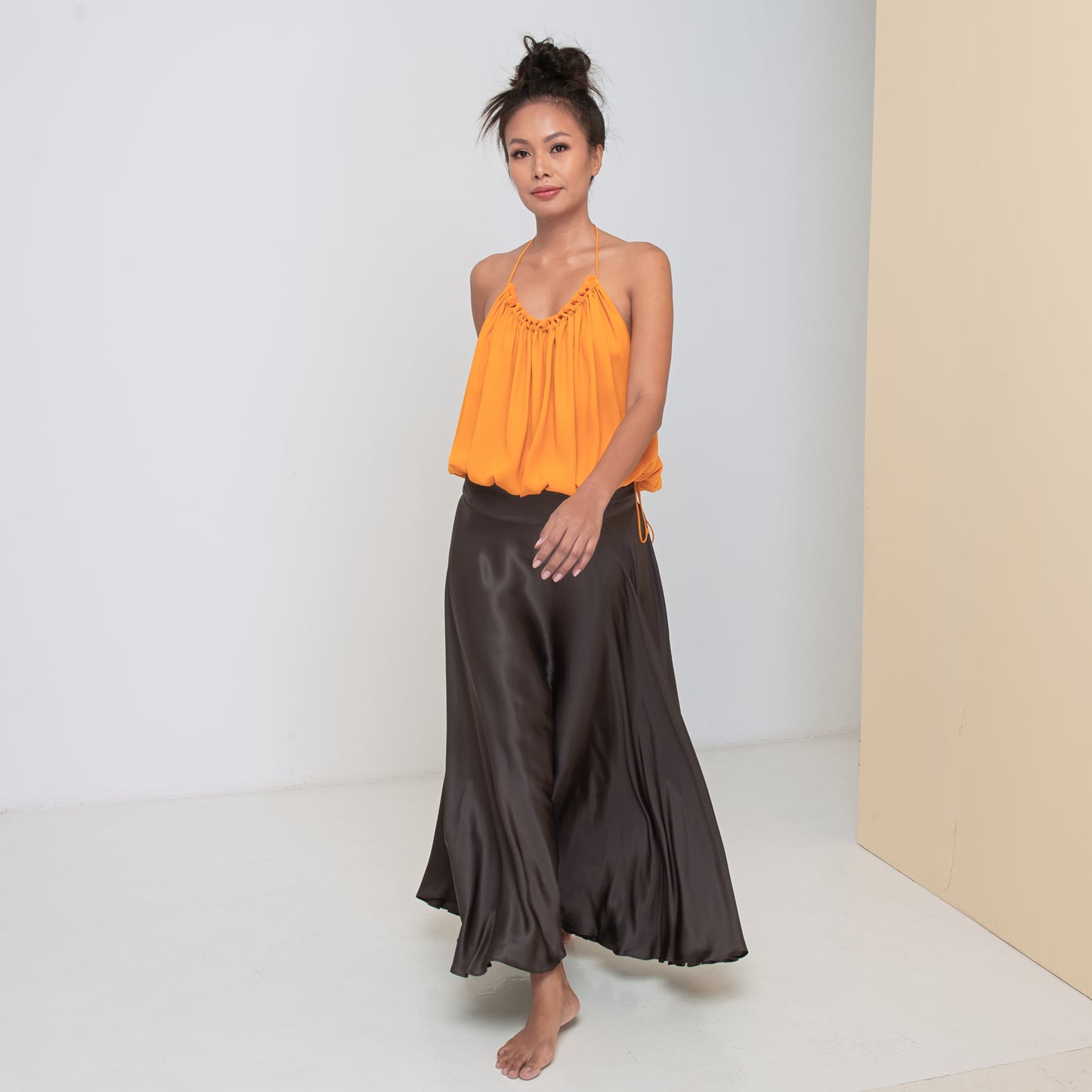 INFINITY SKIRT - Rayon Viscose Satin | Charcoal