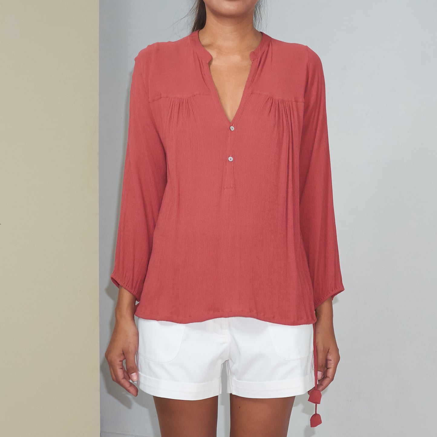 BKLN TOP - Crinkled Rayon | Dusty Rose