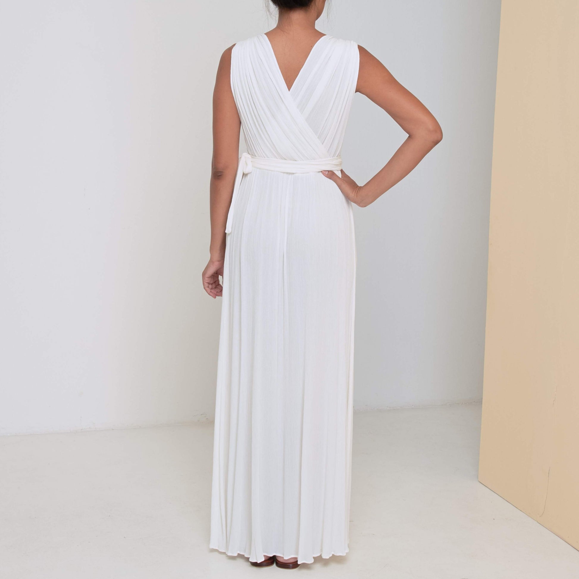 LONG CRISS CROSS DRESS - Crinkled Rayon LONG CRISS CROSS DRESS - Crinkled Rayon