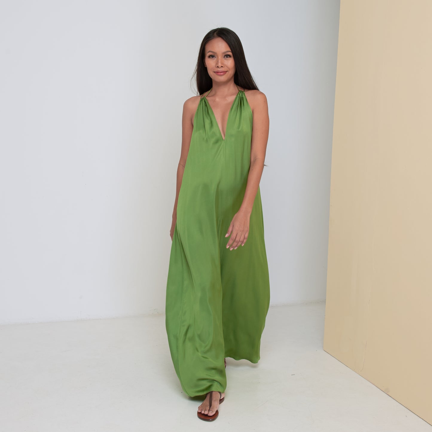 green rayon dress Living For Days Like This Green Rayon Gauze Kaftan Midi Dress