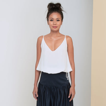 RINKI V STRING CAMISOLE - Rayon Fujette Crepe | Off White