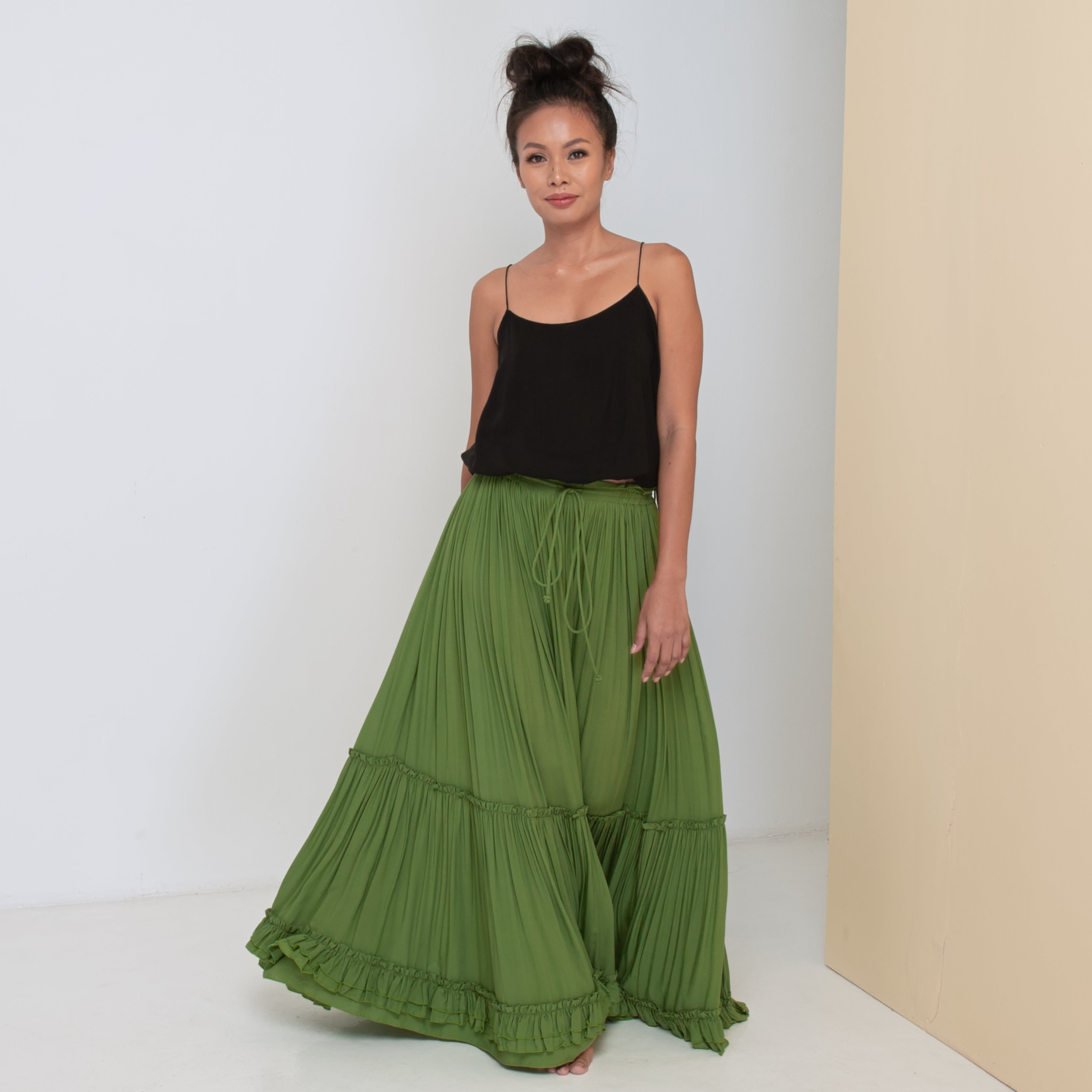 Moss green 2025 maxi skirt