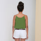 RINKI V STRING CAMISOLE - Rayon Fujette Crepe | Moss Green
