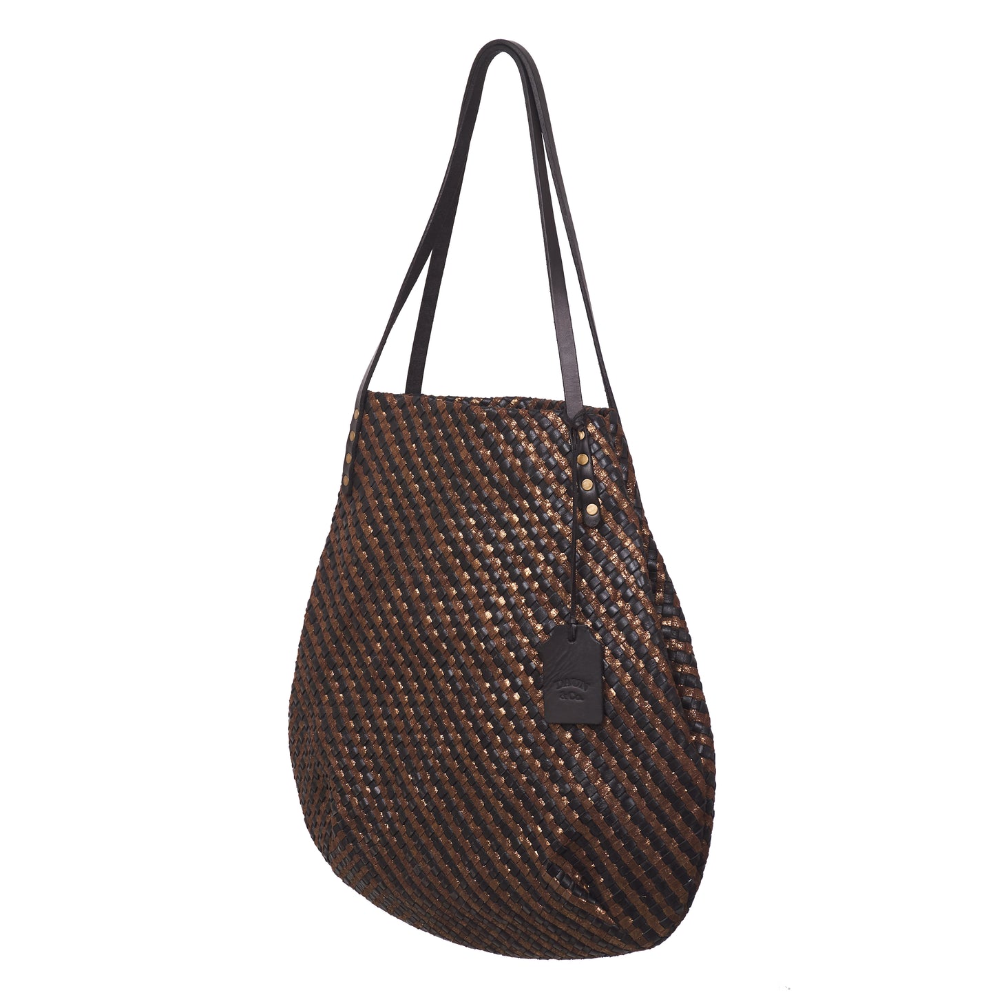 SIMPLY FIVE TOTE - Woven Leather | Black Gold