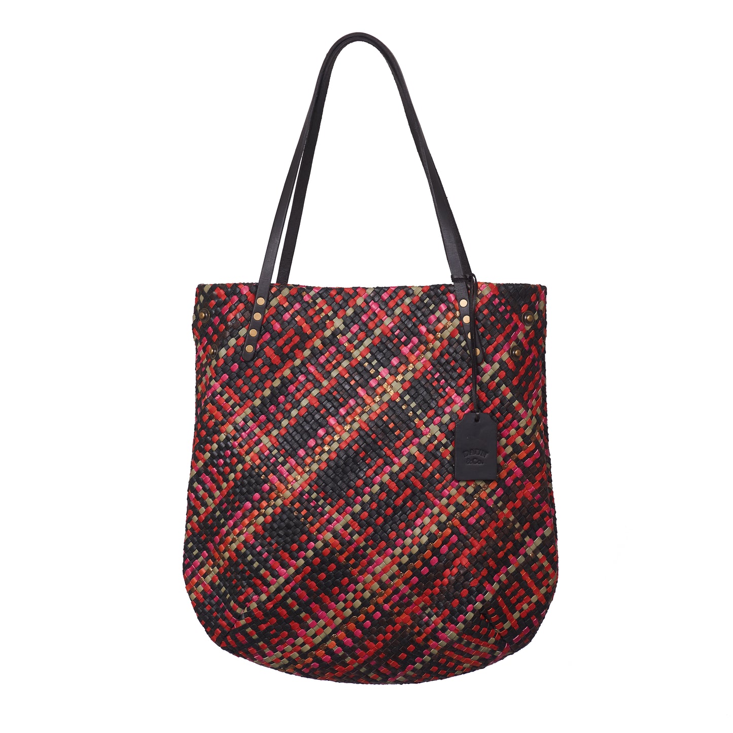 SIMPLY FIVE TOTE - Woven Leather | Mix Reds