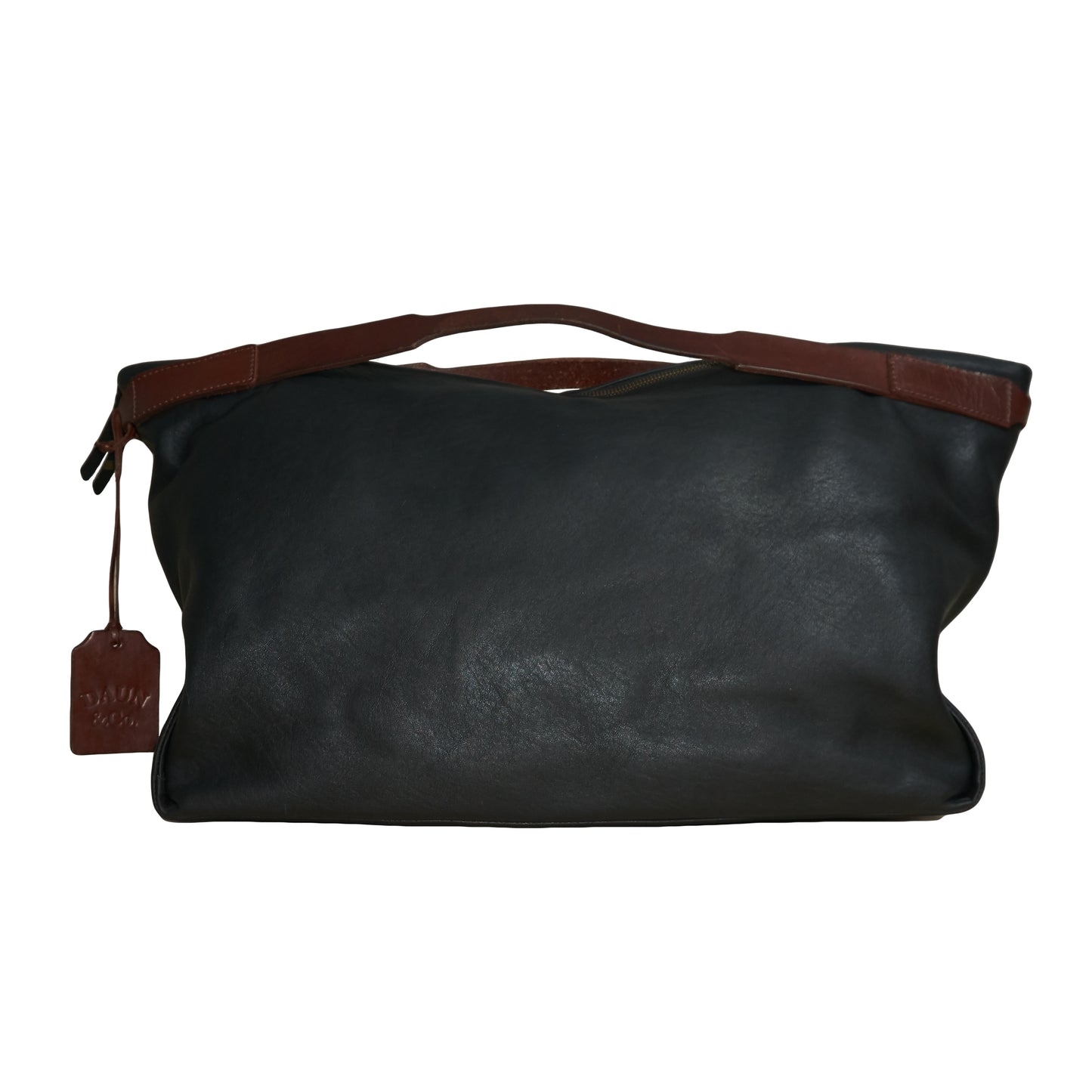 AGUNG WEEKENDER BAG - Genuine Cow Leather | Black & Rusty Brown