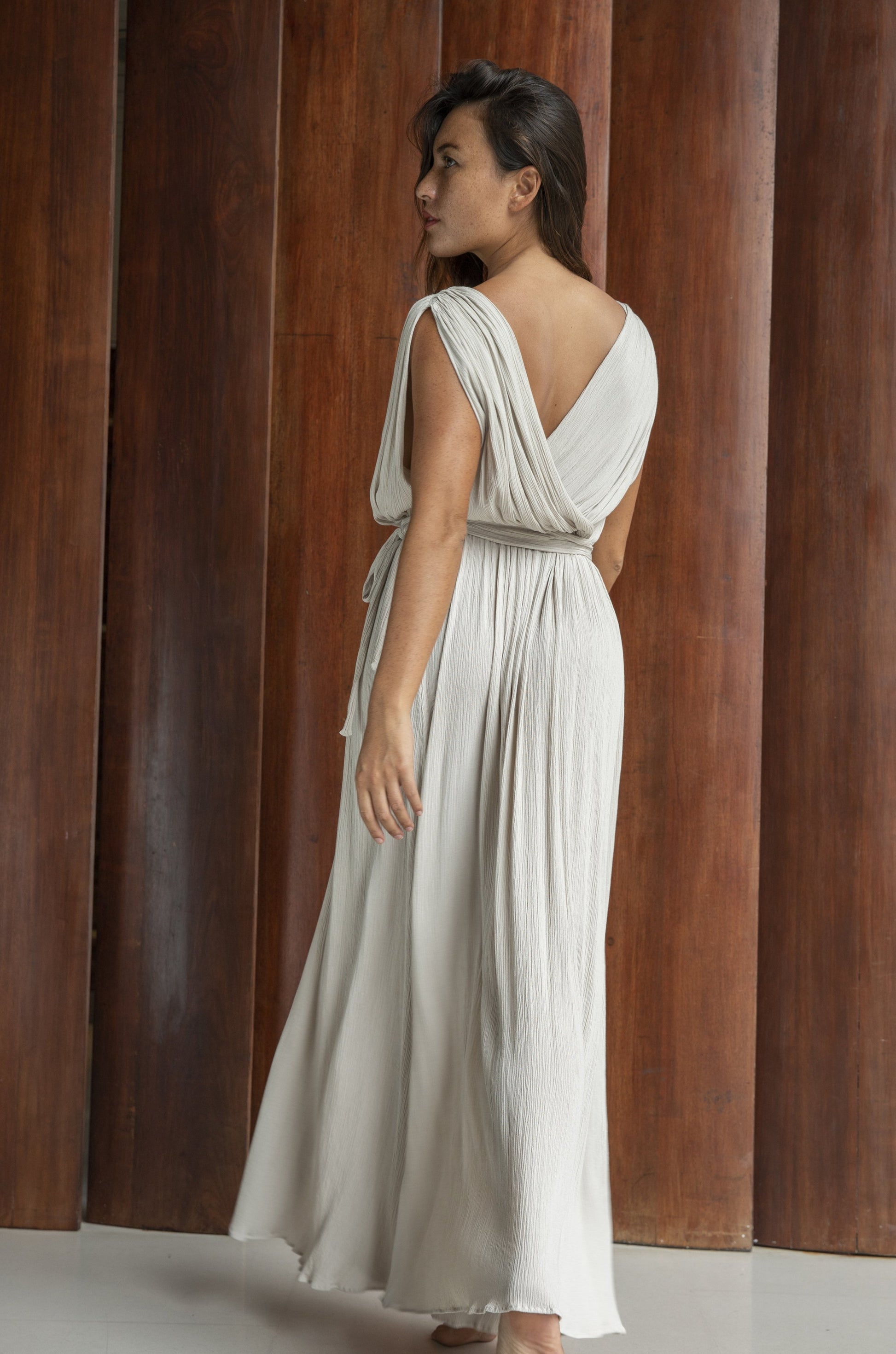 long criss cross dress Paula Criss Cross Halter Gown AMUR