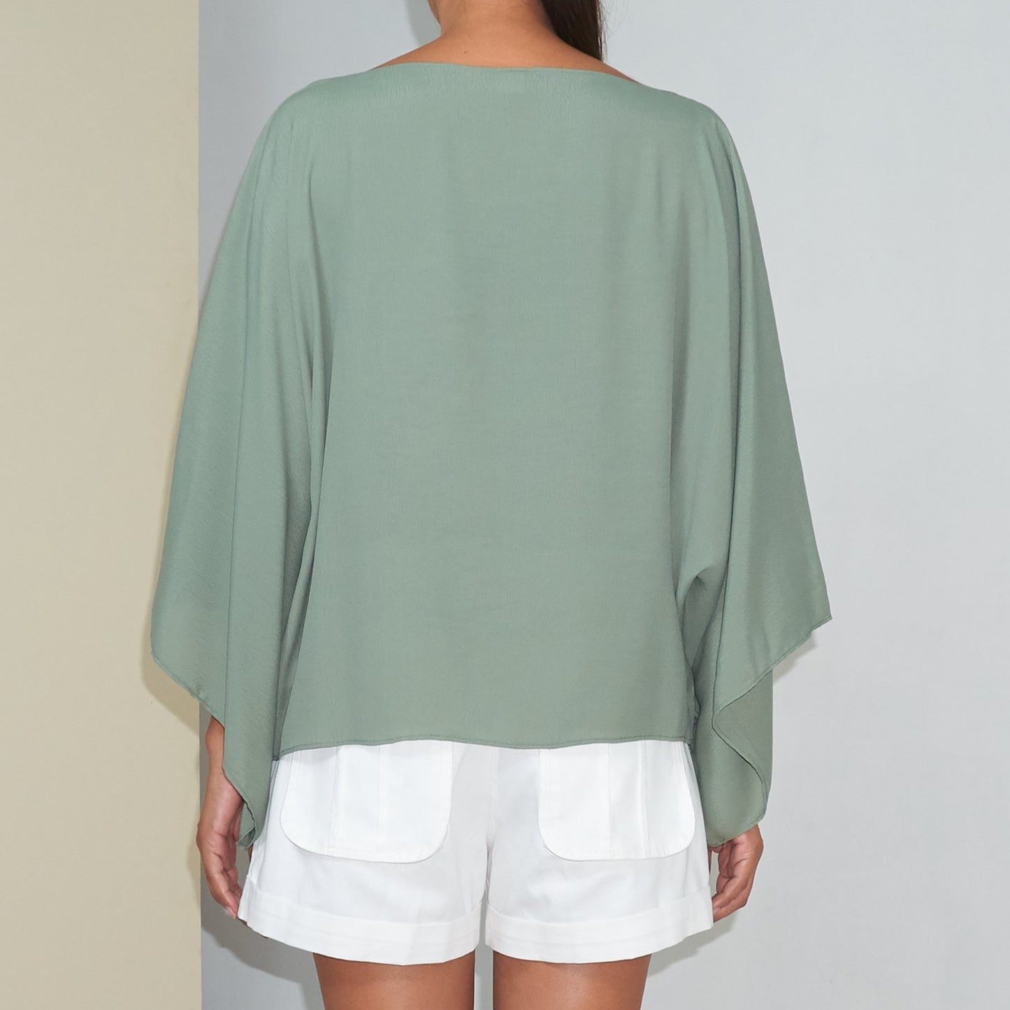 DAUN KIMONO TOP - Rayon Fujette Crepe | Light Olive Green