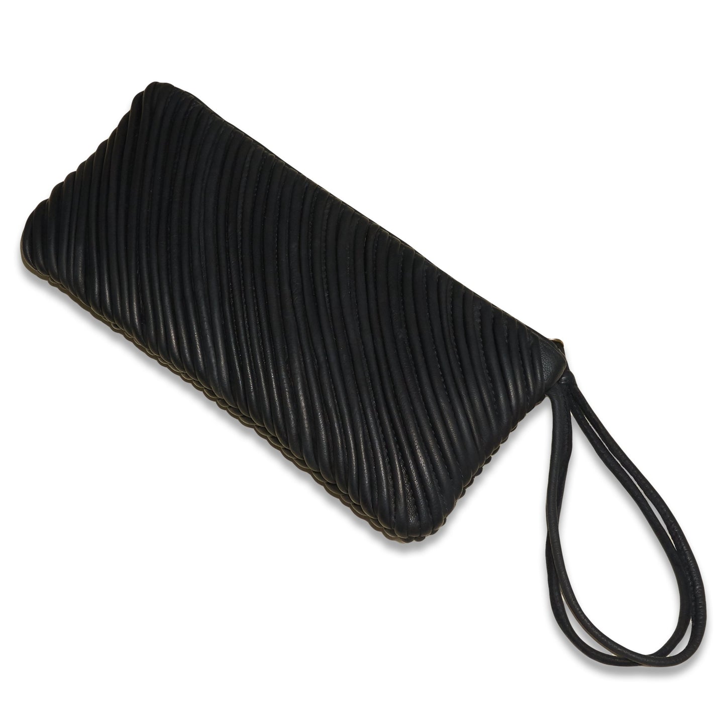 CRINKLED REC POUCH - Leather | Black